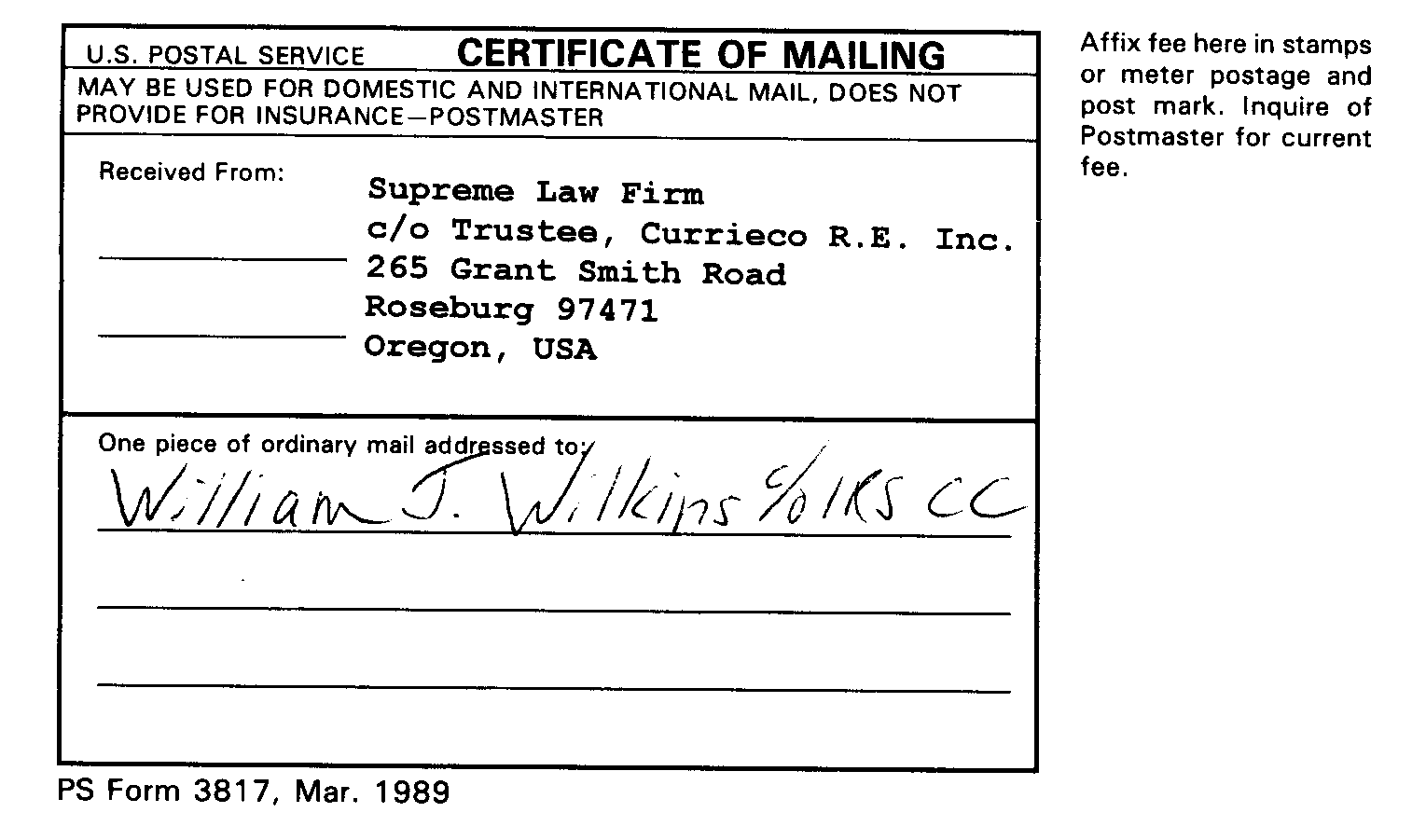 Printable Ps Form 3817