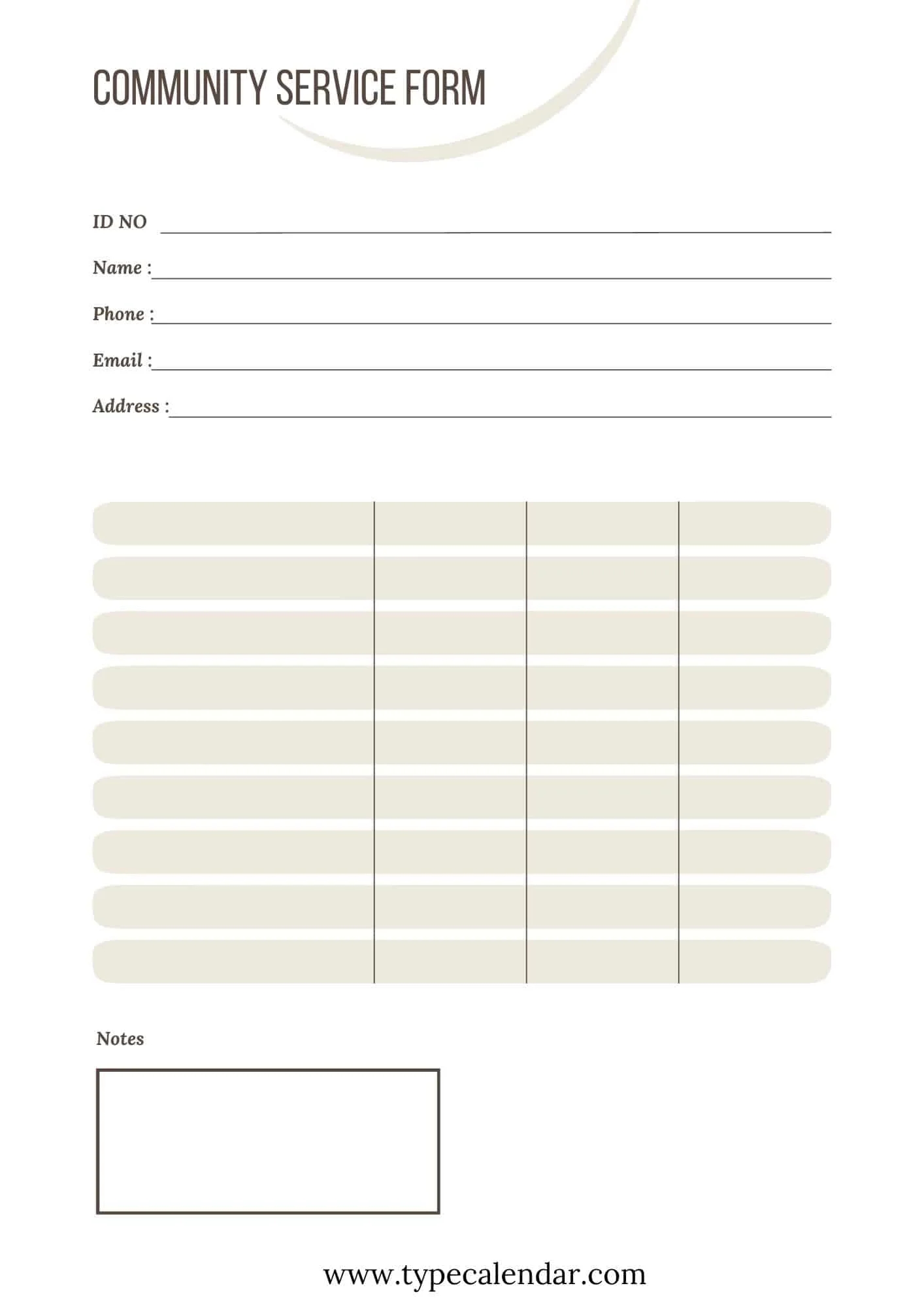 Free Printable Community Service Form Templates Word PDF Free Printable Community Service Form Templates Word PDF