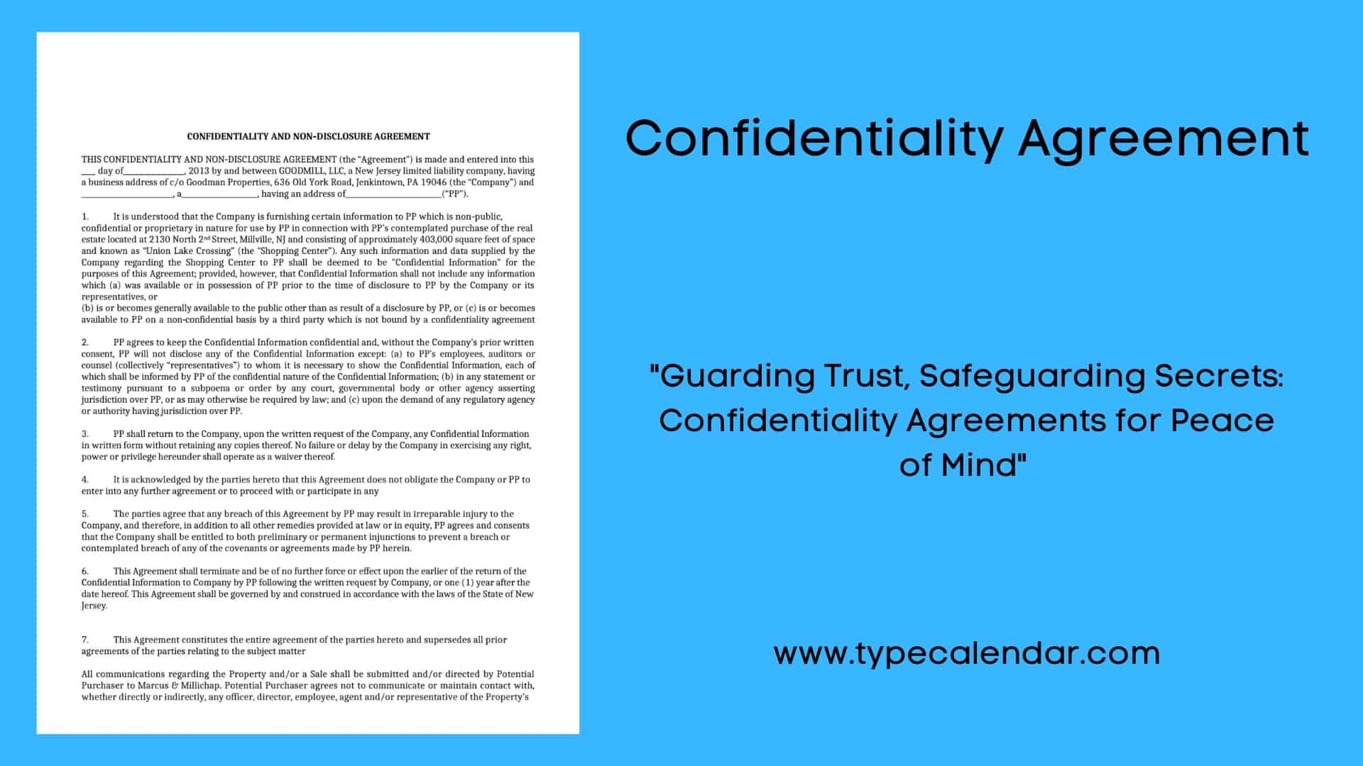Confidental Agreement Blank Printable Forms