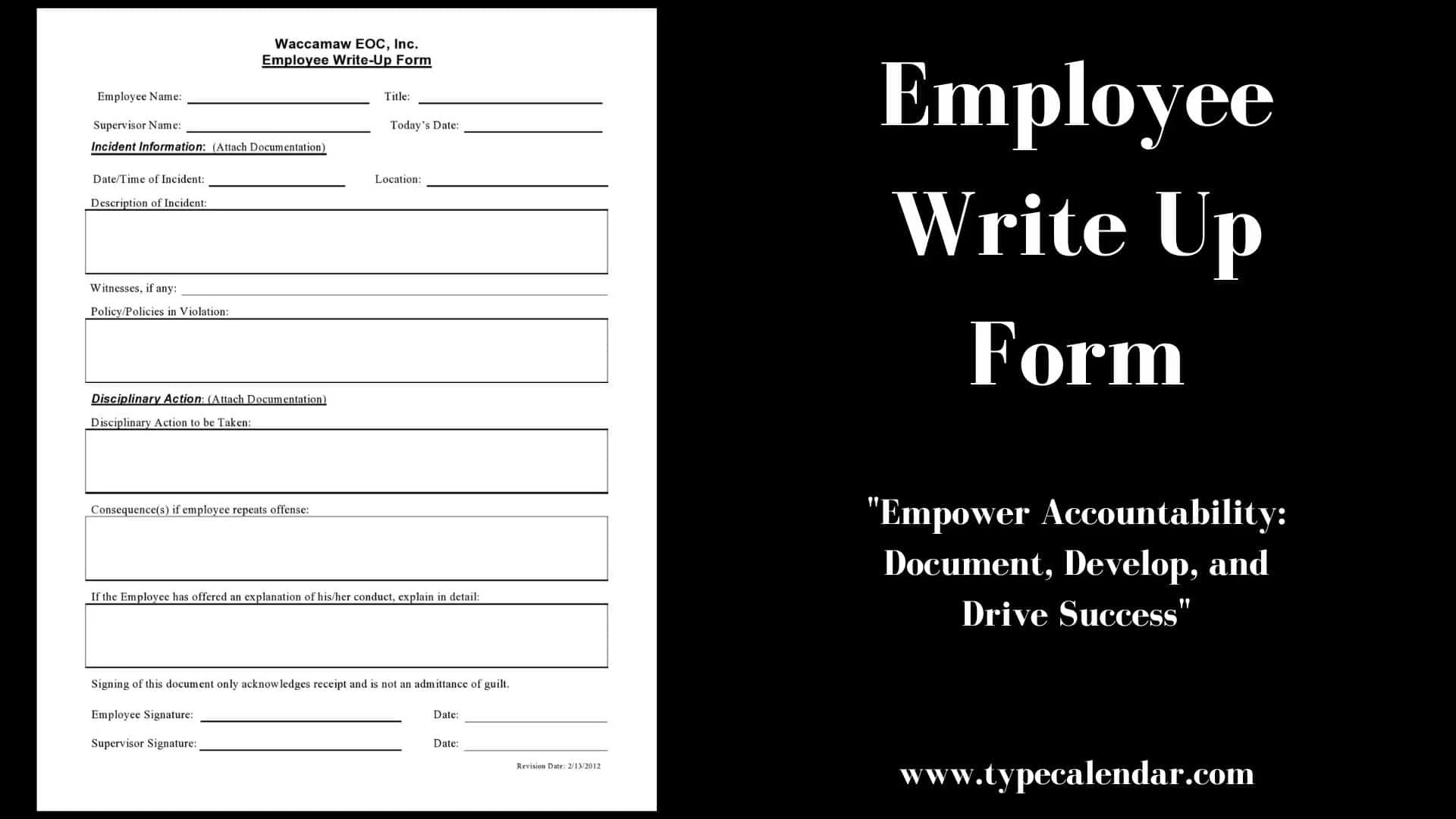 Free Printable Employee Write Up Form