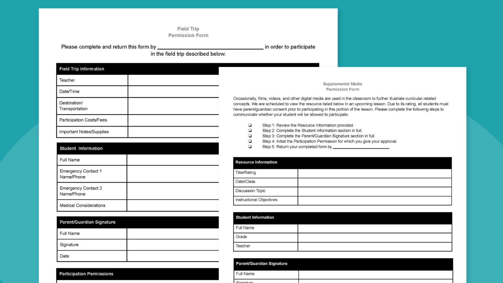 Free Printable Field Trip Permission Slip Templates Editable 