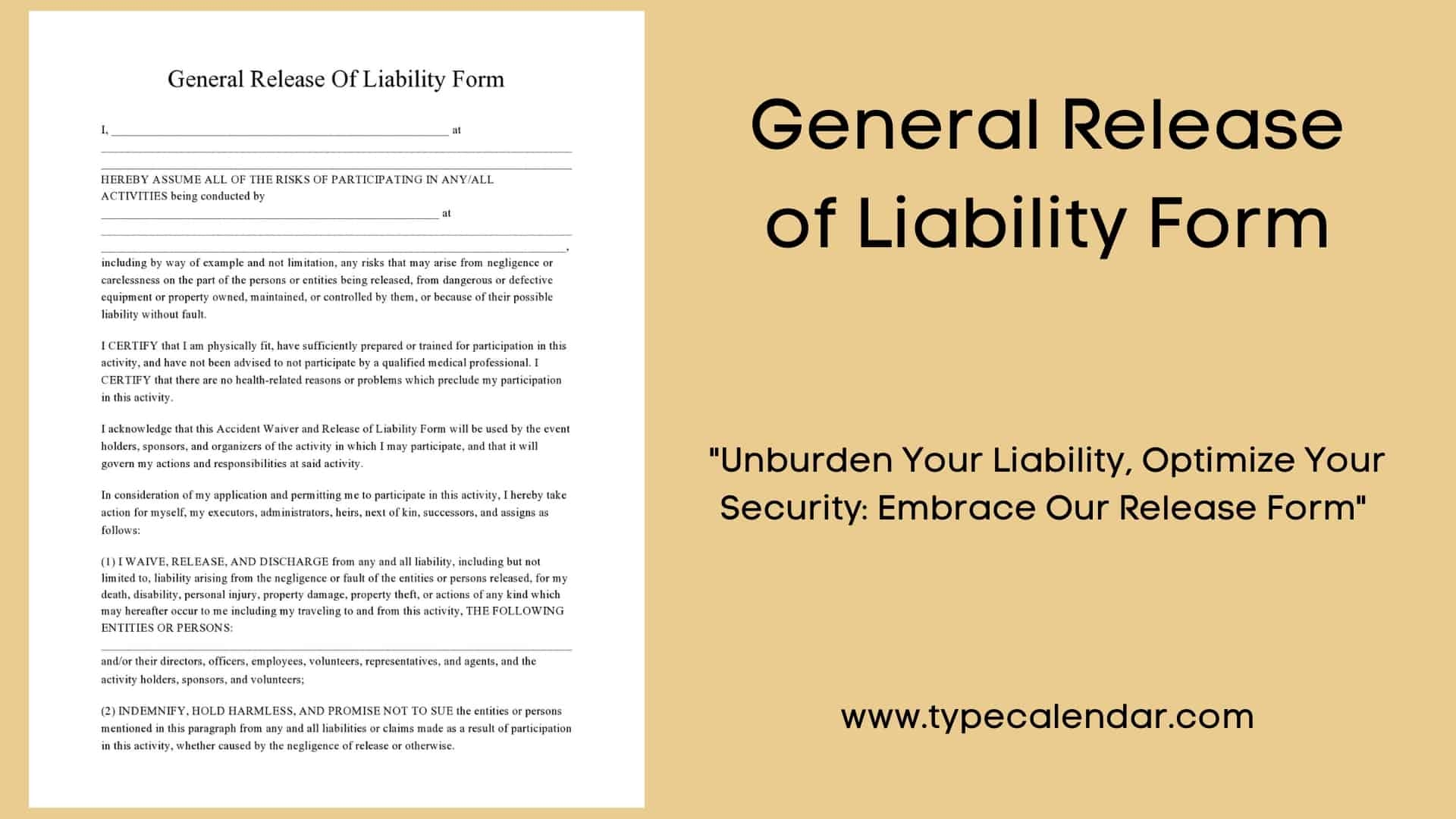 Free Printable General Release Of Liability Form Templates PDF Word 