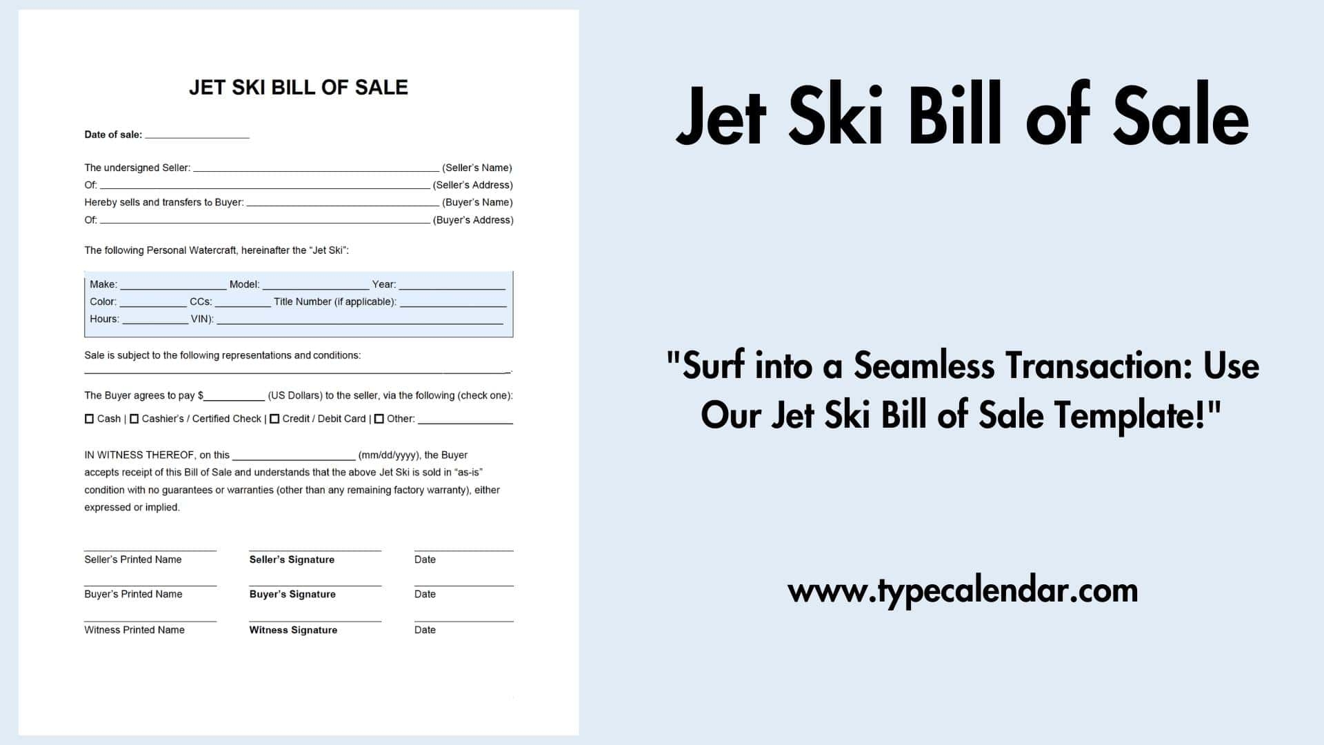 Bill Of Sale Printable Form