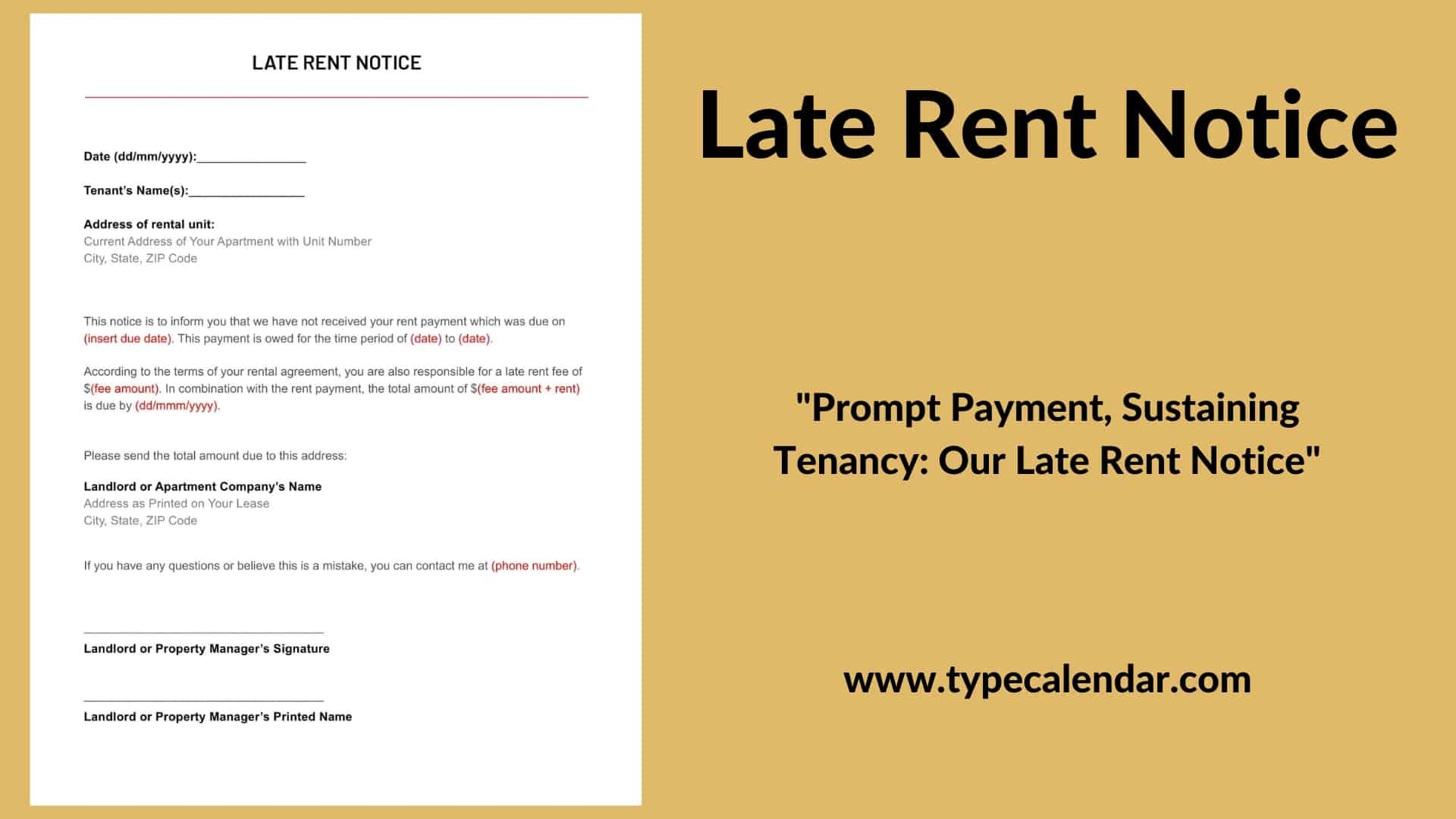 Rental Late Fees Form Printable