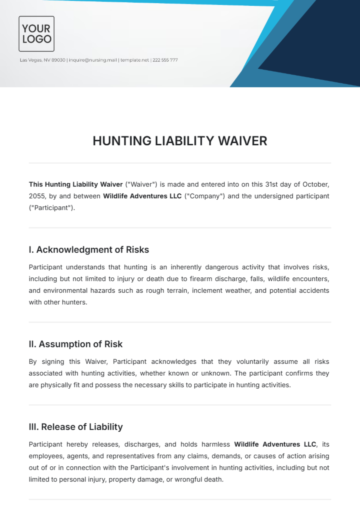 Free Printable Liability Release Template To Edit Online