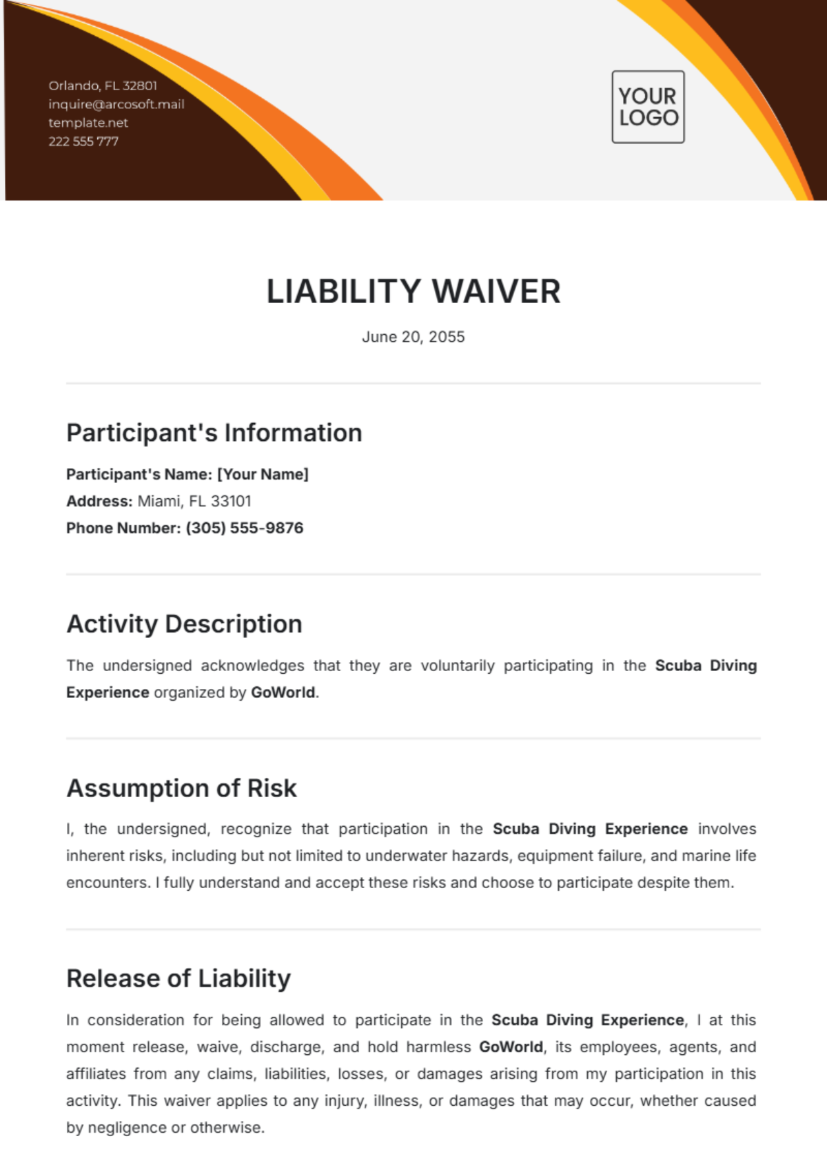 Free Printable Liability Release Template To Edit Online
