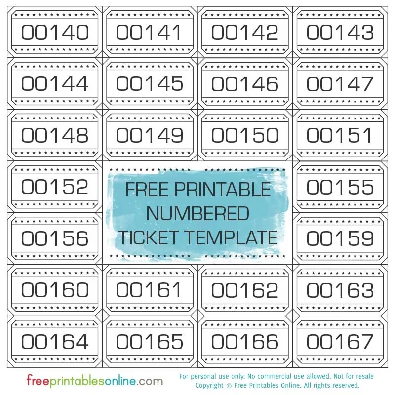 Free Printable Numbered Ticket Template Free Printables Online Free Printable Numbered Ticket Template Free Printables Online