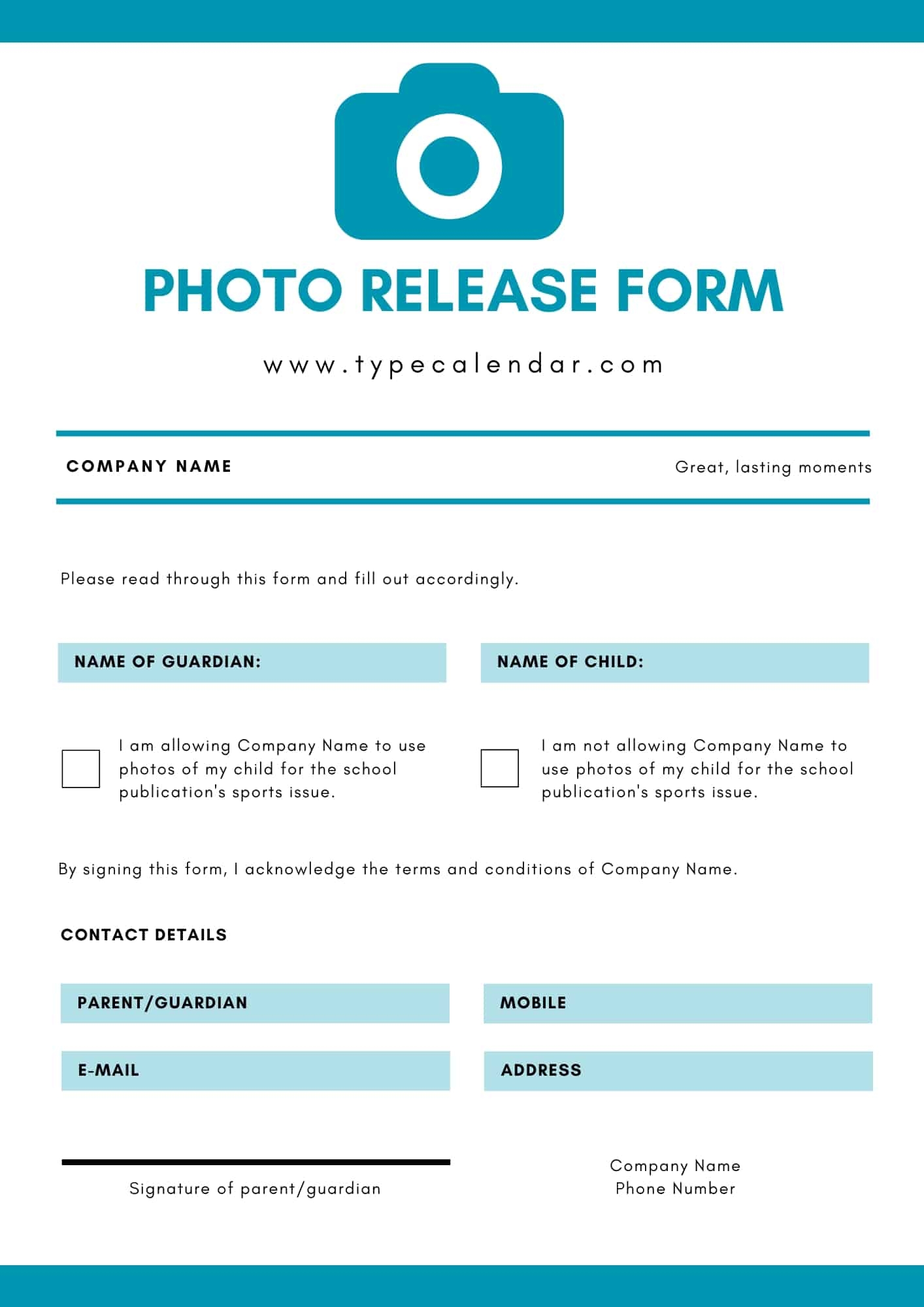 Free Printable Photo Release Form Templates Word PDF 