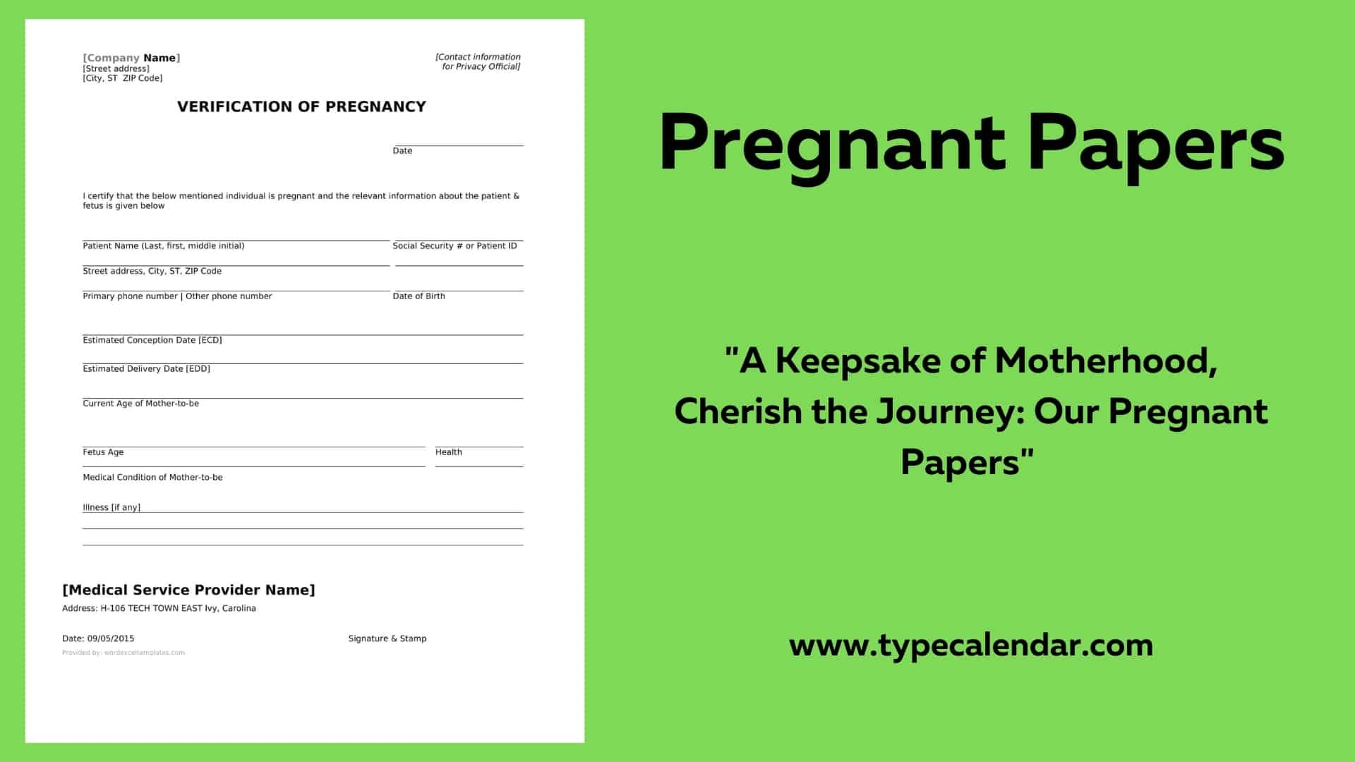 Free Printable Pregnant Papers Pregnancy Verification PDF Word Free Printable Pregnant Papers Pregnancy Verification PDF Word
