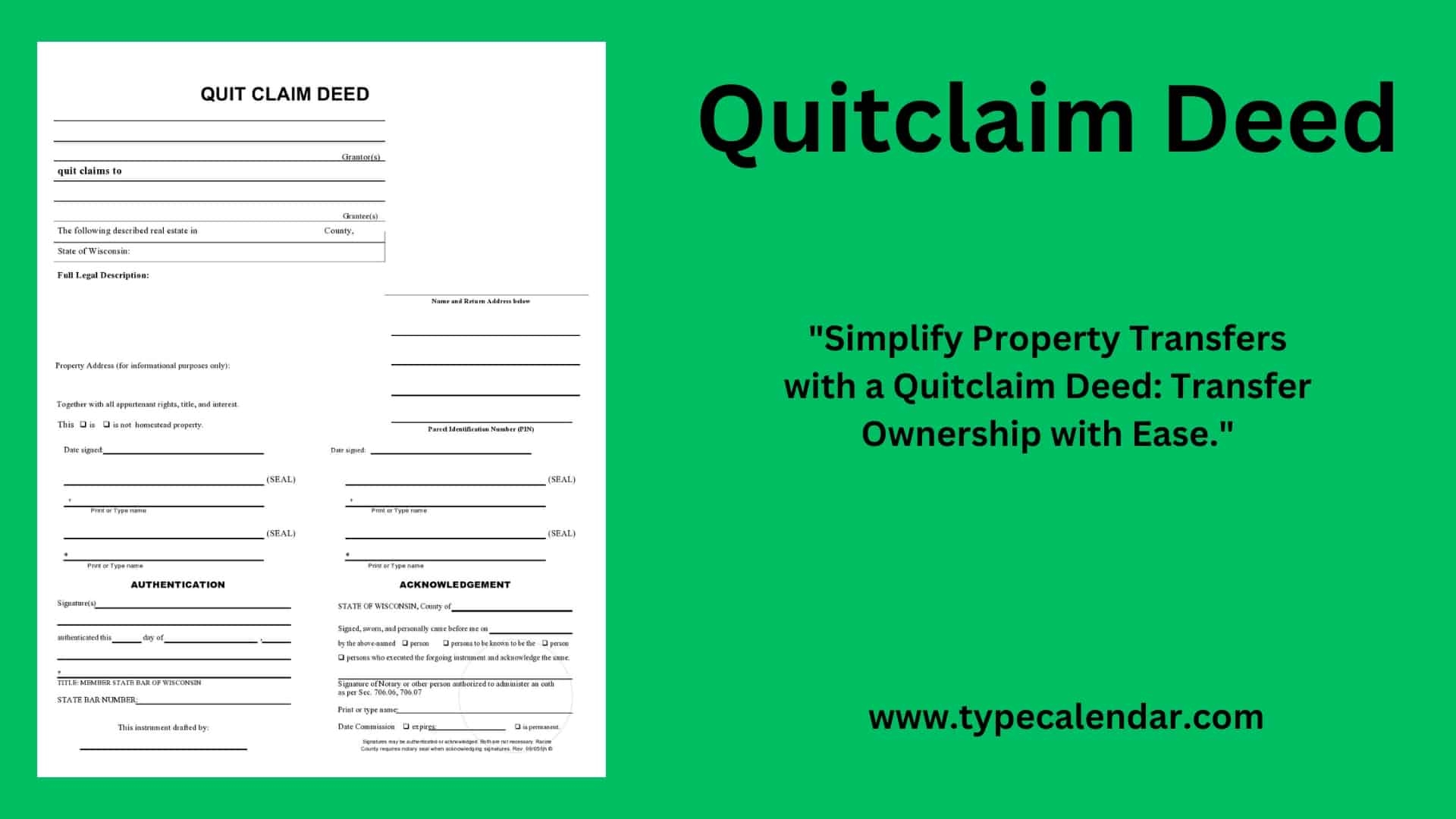 Printable Blank Quit Claim Deed Form