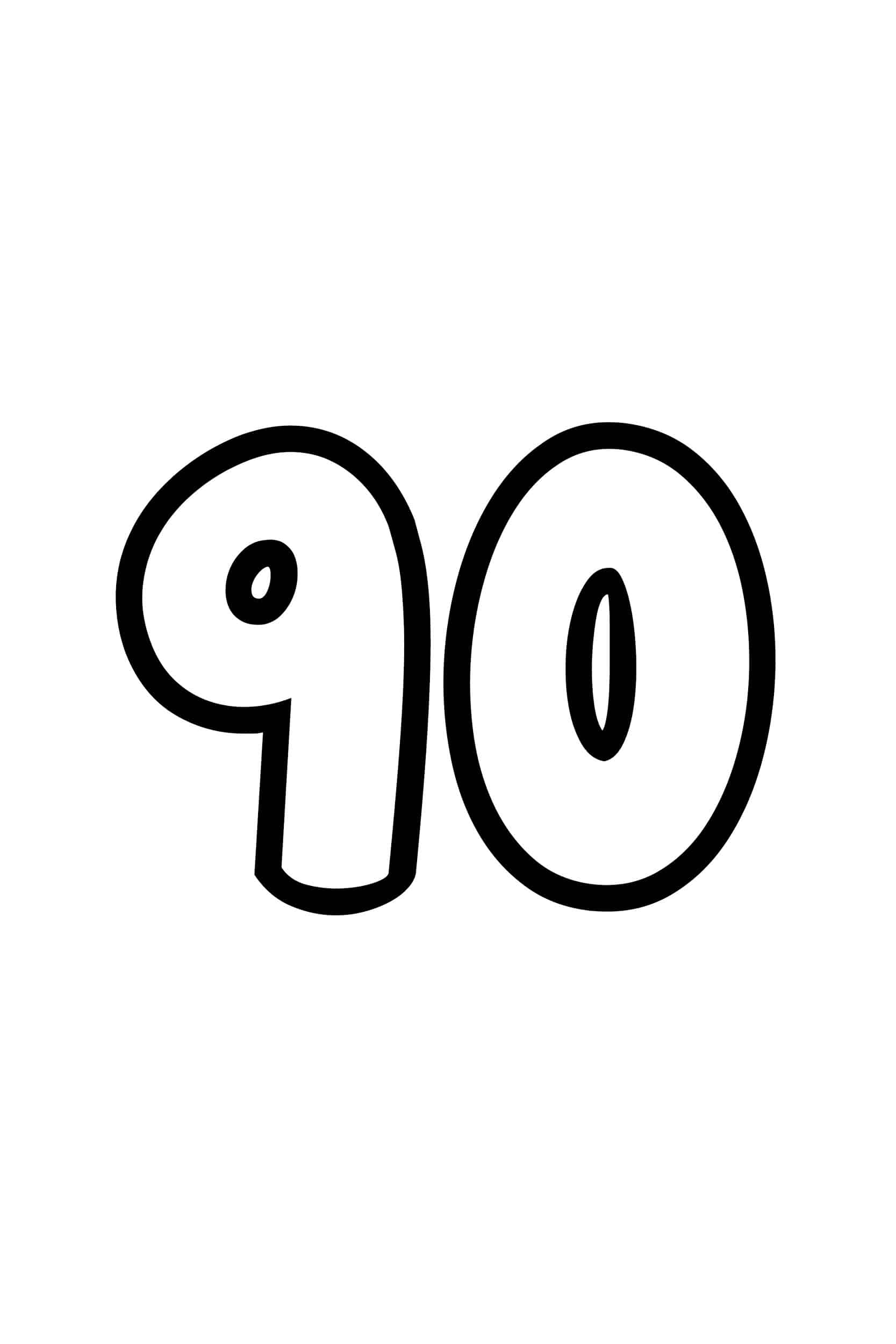Free Printable Tracing Numbers Bubble Number 90