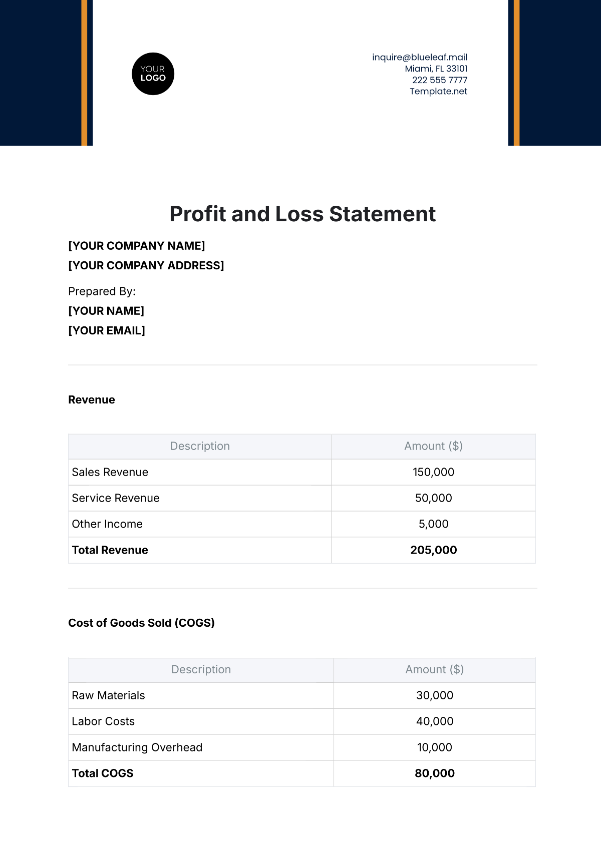 Free Profit And Loss Statement Templates To Edit Online And Print Free Profit And Loss Statement Templates To Edit Online And Print