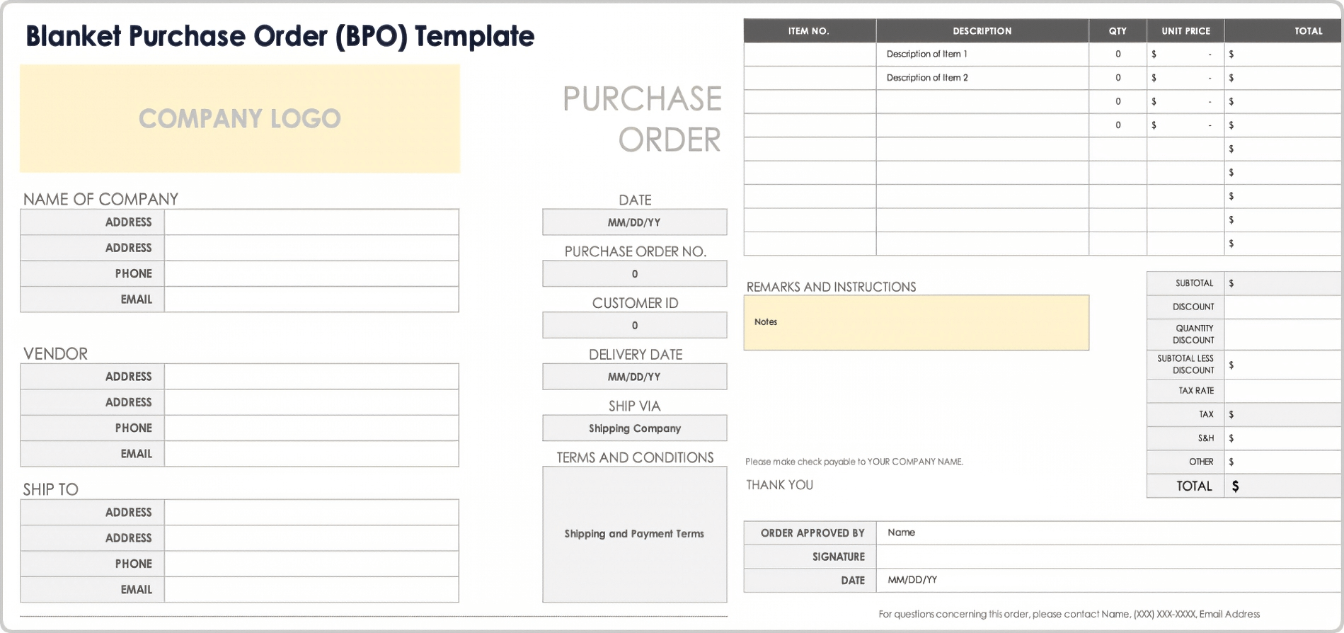 Free Purchase Order Templates Forms U0026 Letters All Formats