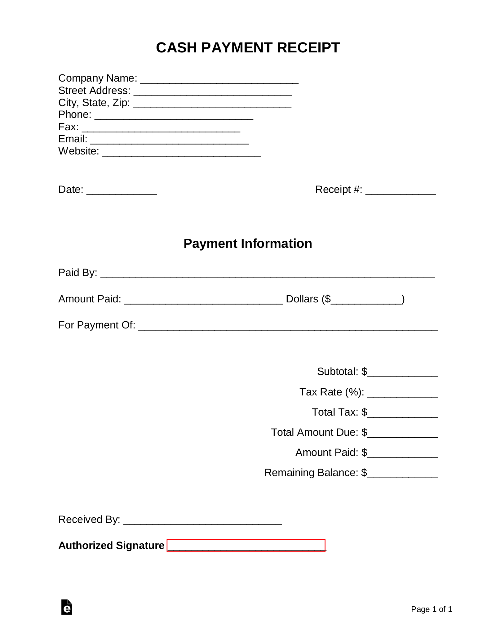 Free Receipt Templates 18 PDF Word EForms