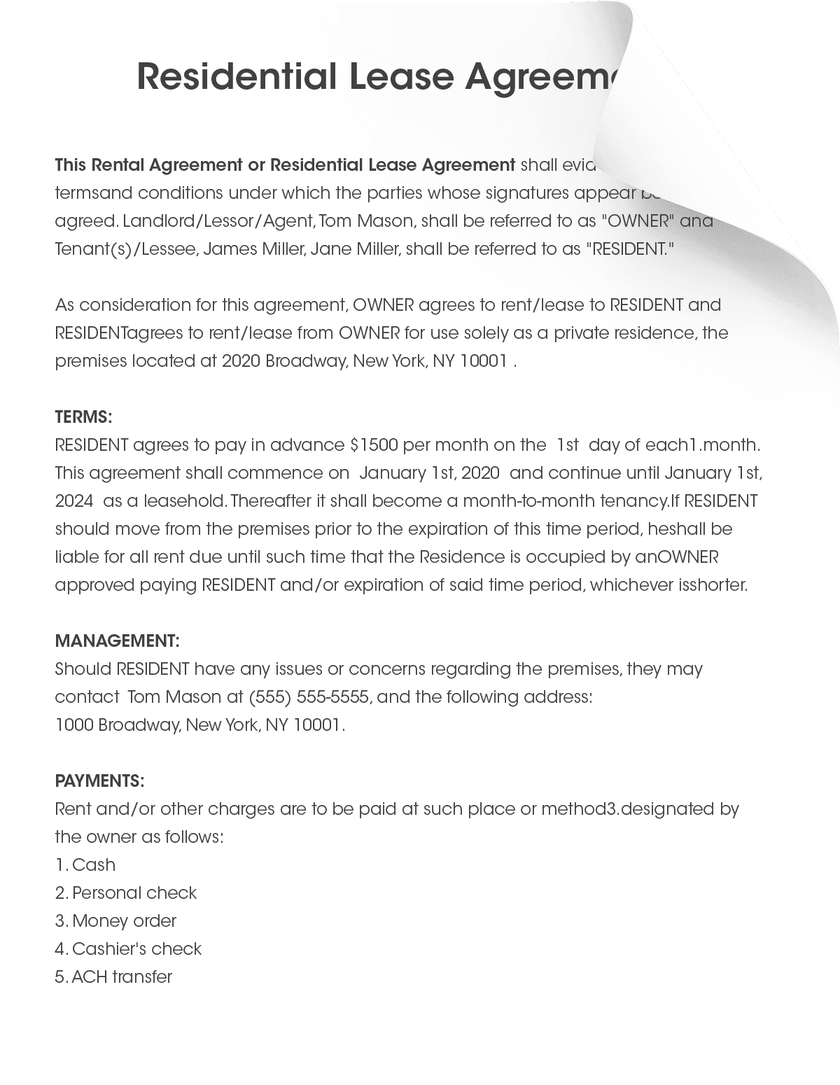 Free Residential Lease Agreement Template Generator Form Pros