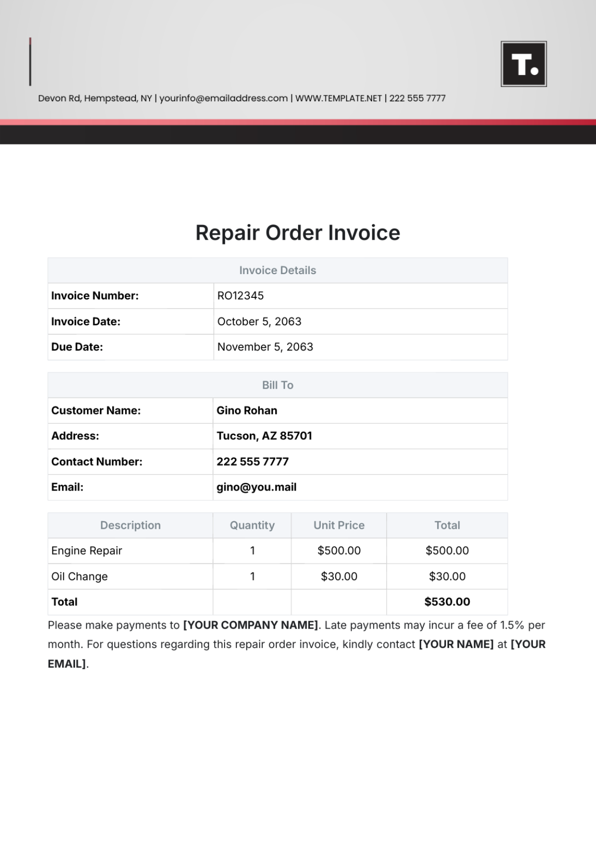 Free Small Engine Repair Invoice Template To Edit Online Free Small Engine Repair Invoice Template To Edit Online
