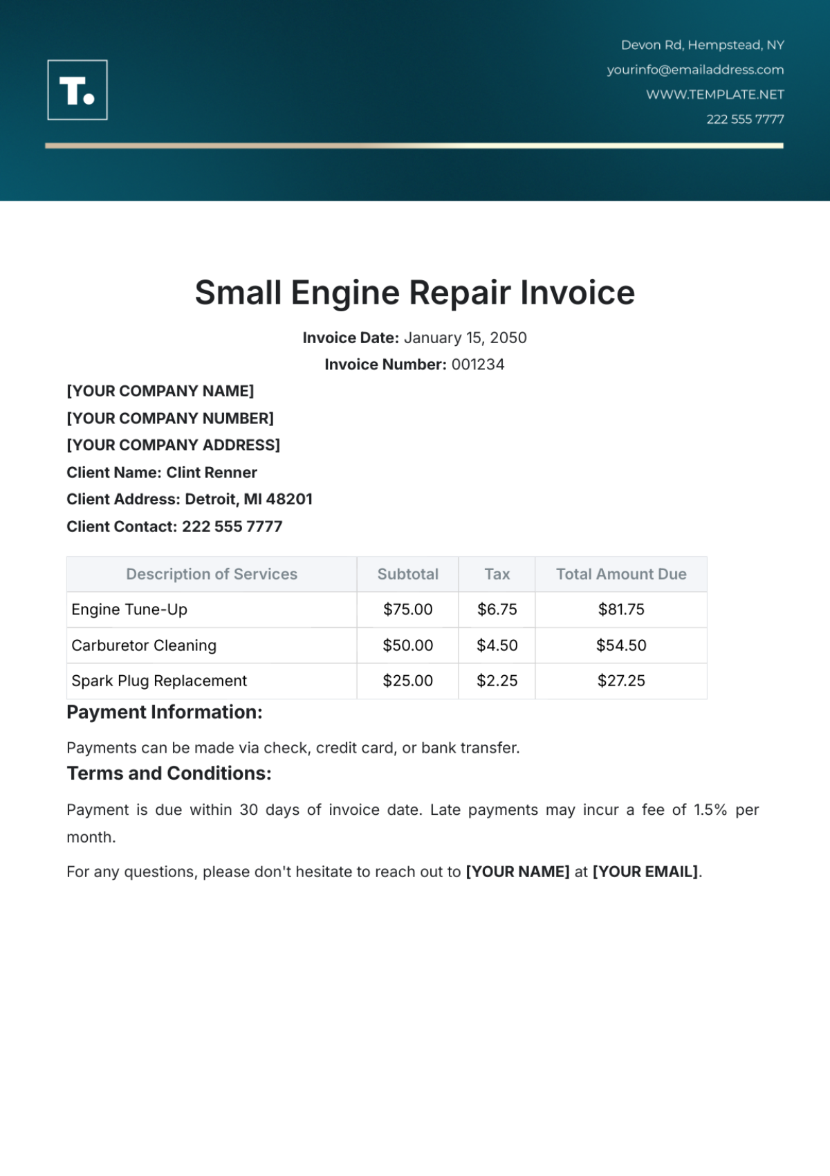 Free Small Engine Repair Invoice Template To Edit Online Free Small Engine Repair Invoice Template To Edit Online