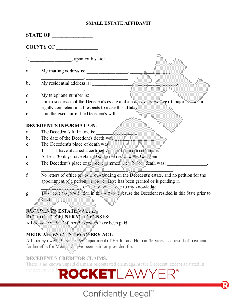 Free Printable Small Estate Affidavit Form