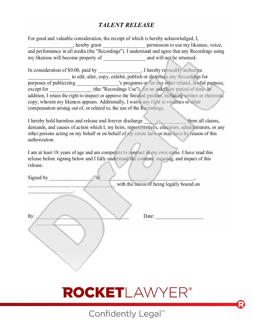Free Talent Release Form Free To Print Save U0026 Download Free Talent Release Form Free To Print Save U0026 Download