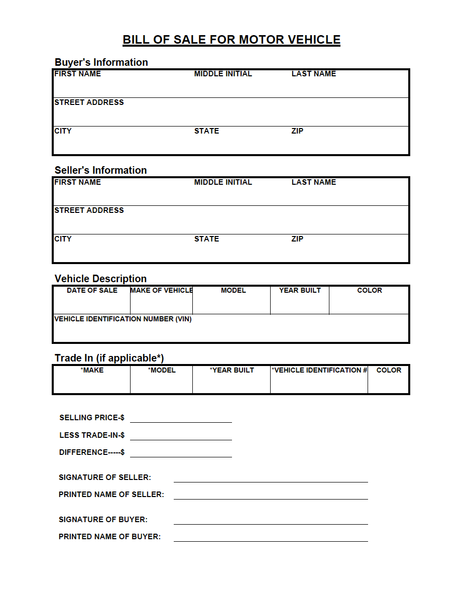 Free Tennessee Bill Of Sale Forms 5 PDF