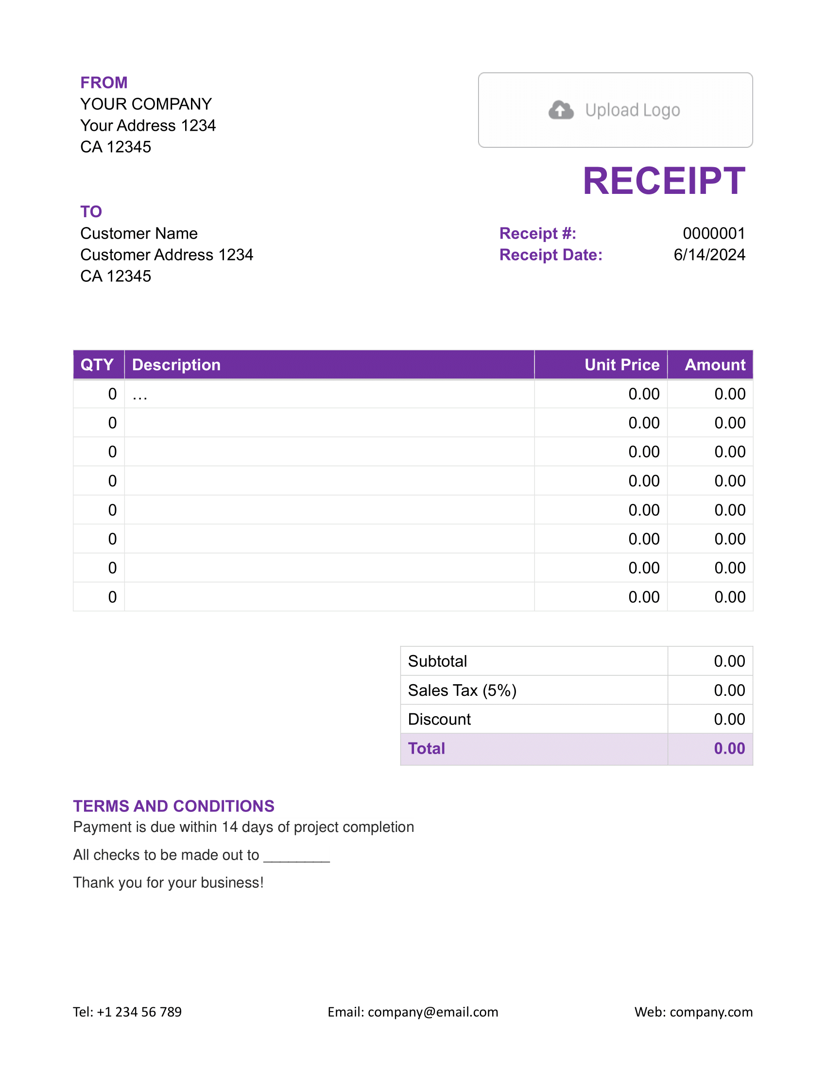 Free Printable Receipt Form