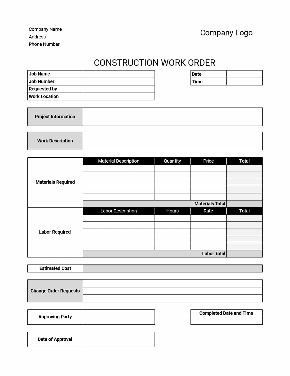 Free Work Order Templates Download Print In PDF Office GDocs Free Work Order Templates Download Print In PDF Office GDocs