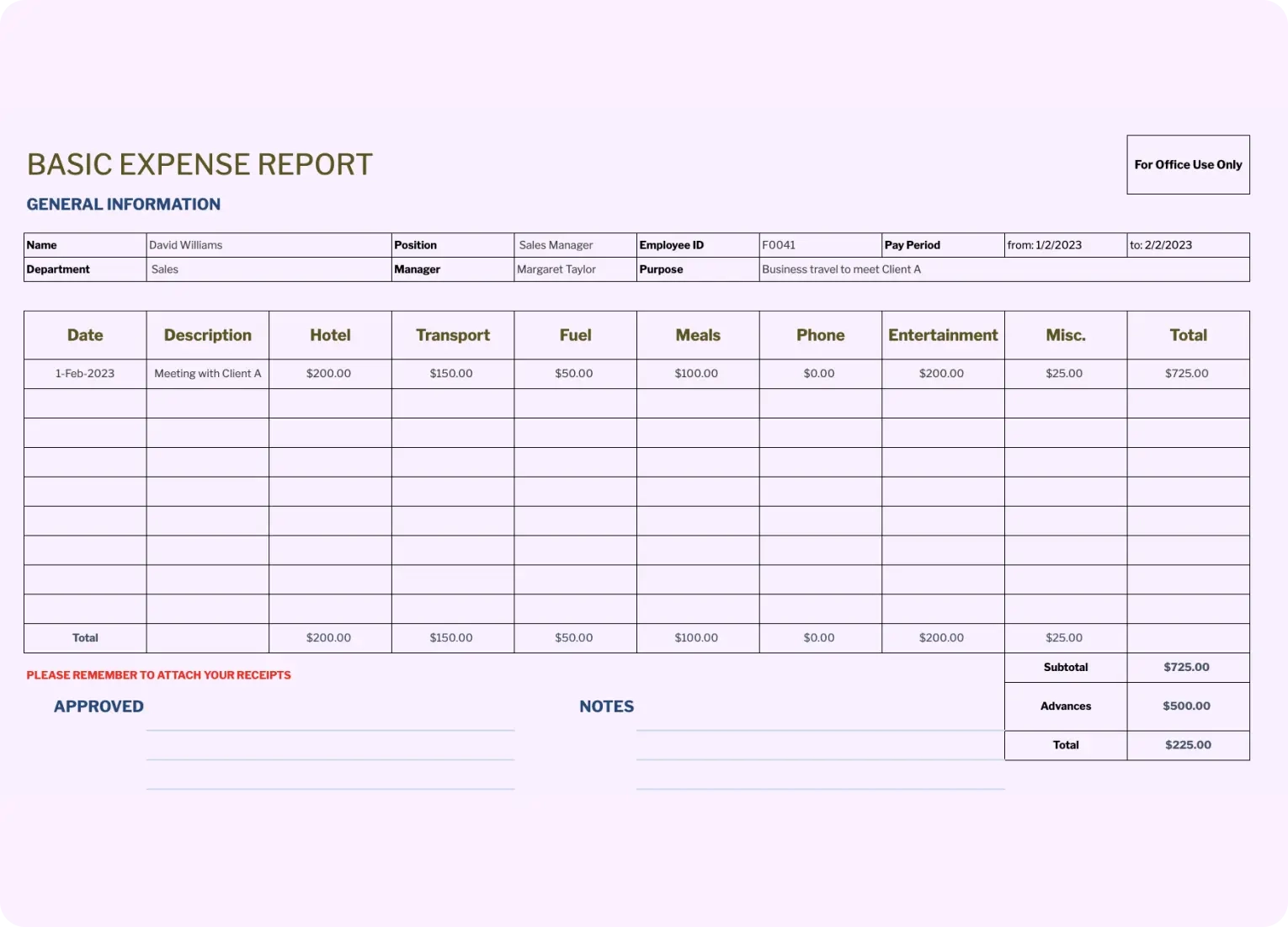Fyle Expense Report Templates