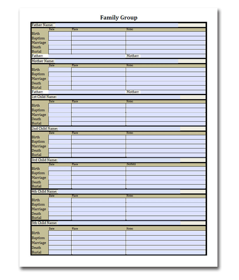 Printable Free Fillable Genealogy Forms Printable Free Fillable Genealogy Forms