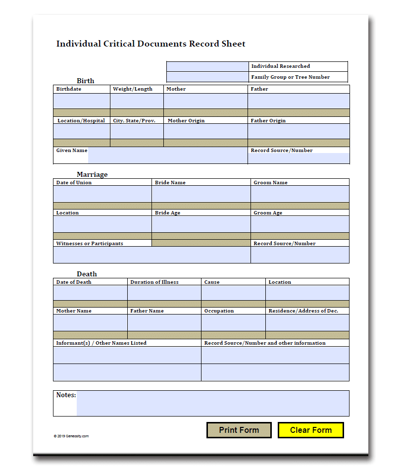 Genealogy Forms Bundle