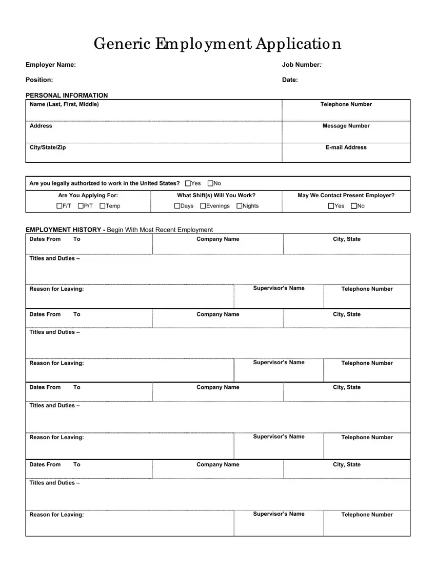 Generic Application Form Fill Out Printable PDF Forms Online