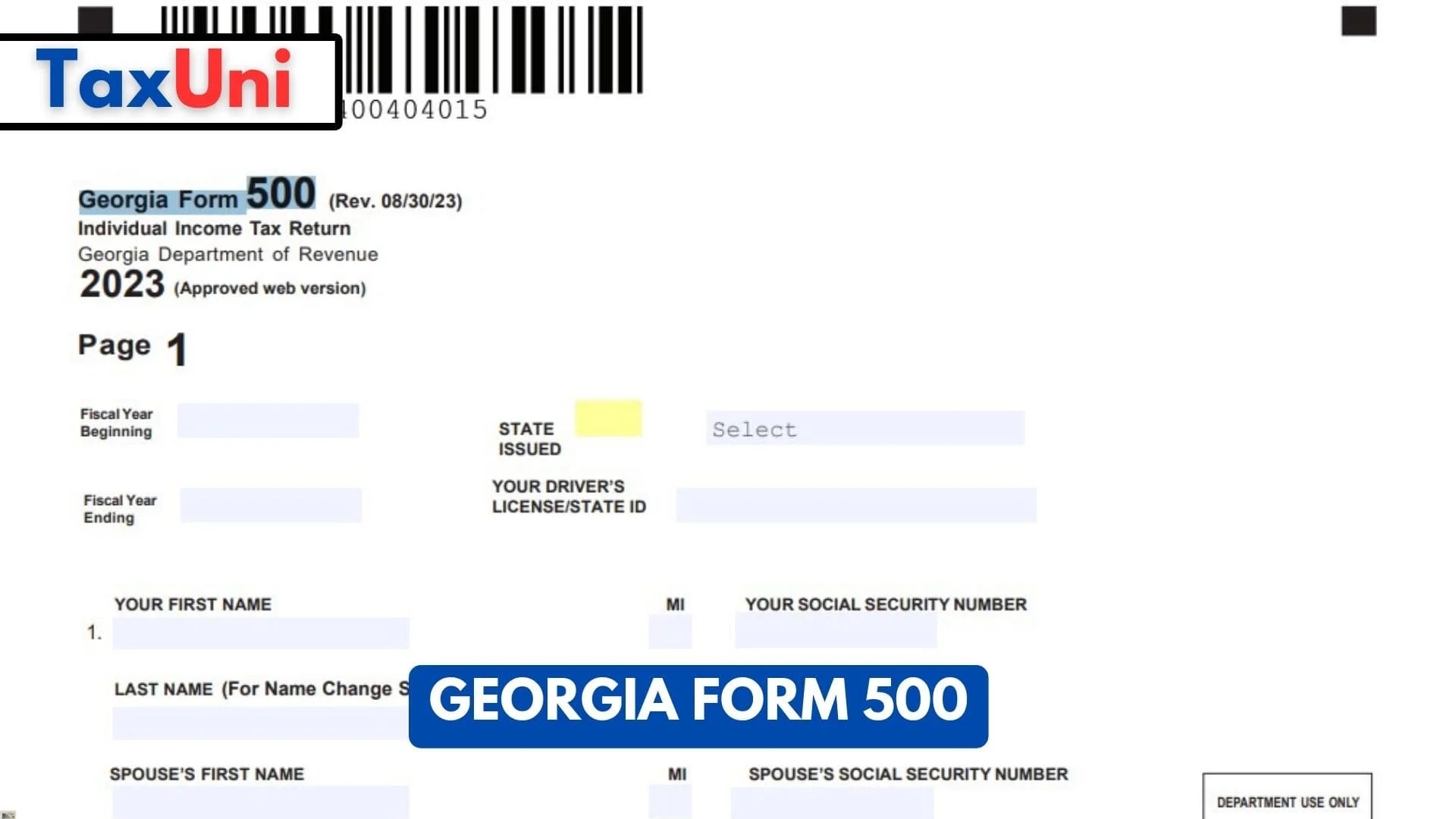 Georgia Form 500 2024 2025