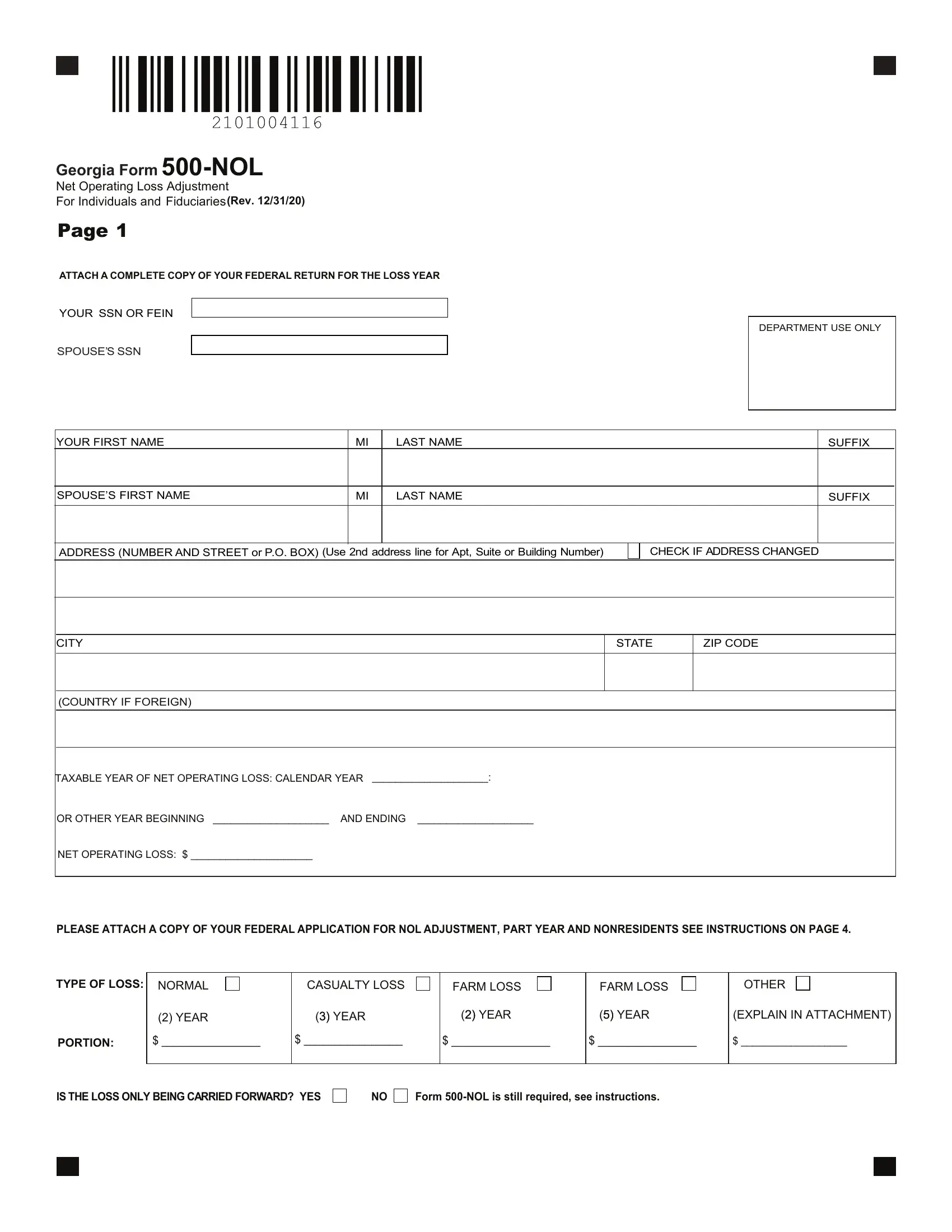 Georgia Form 500 Nol Fill Out Printable PDF Forms Online