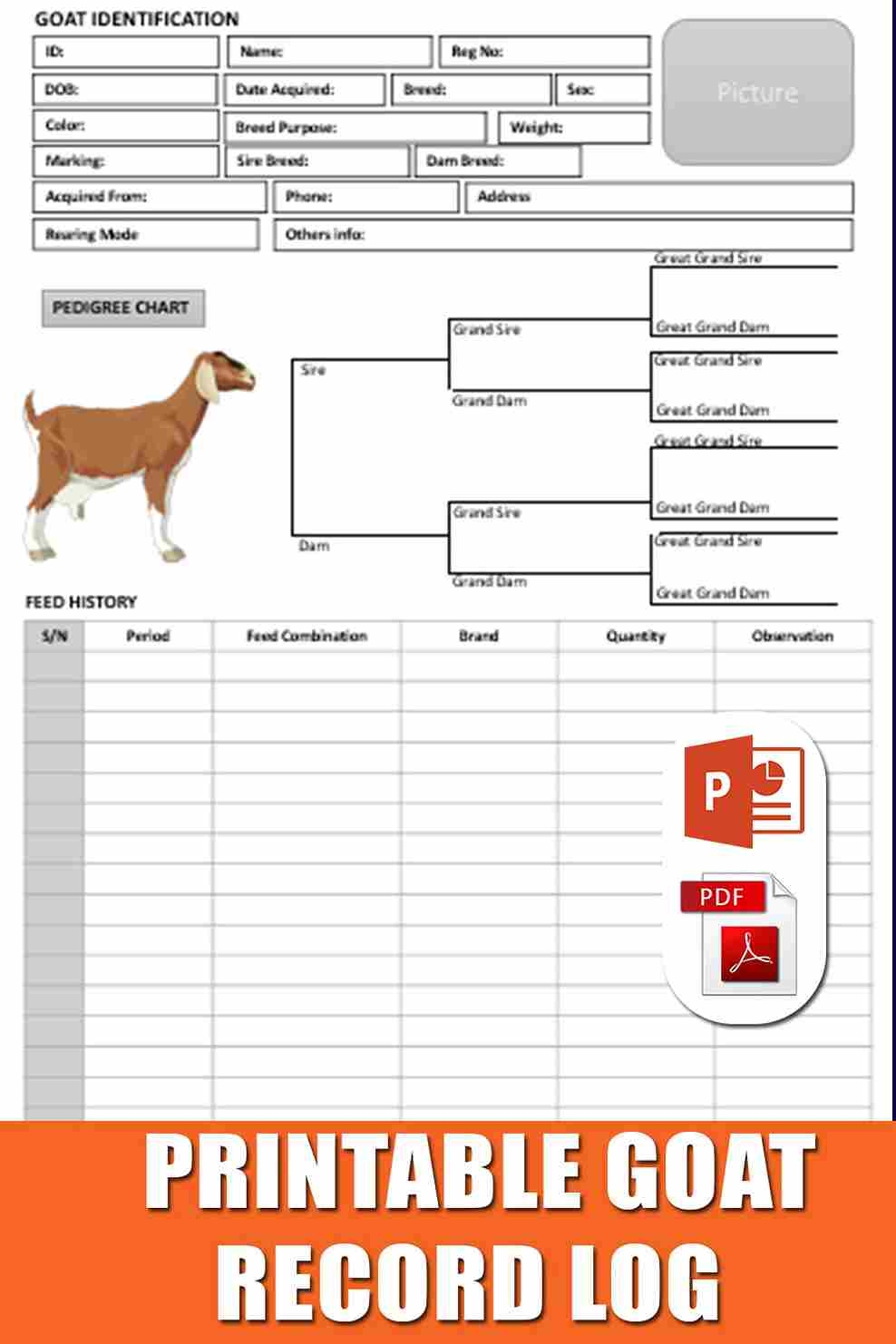 Goat Record Keeping Printable Template