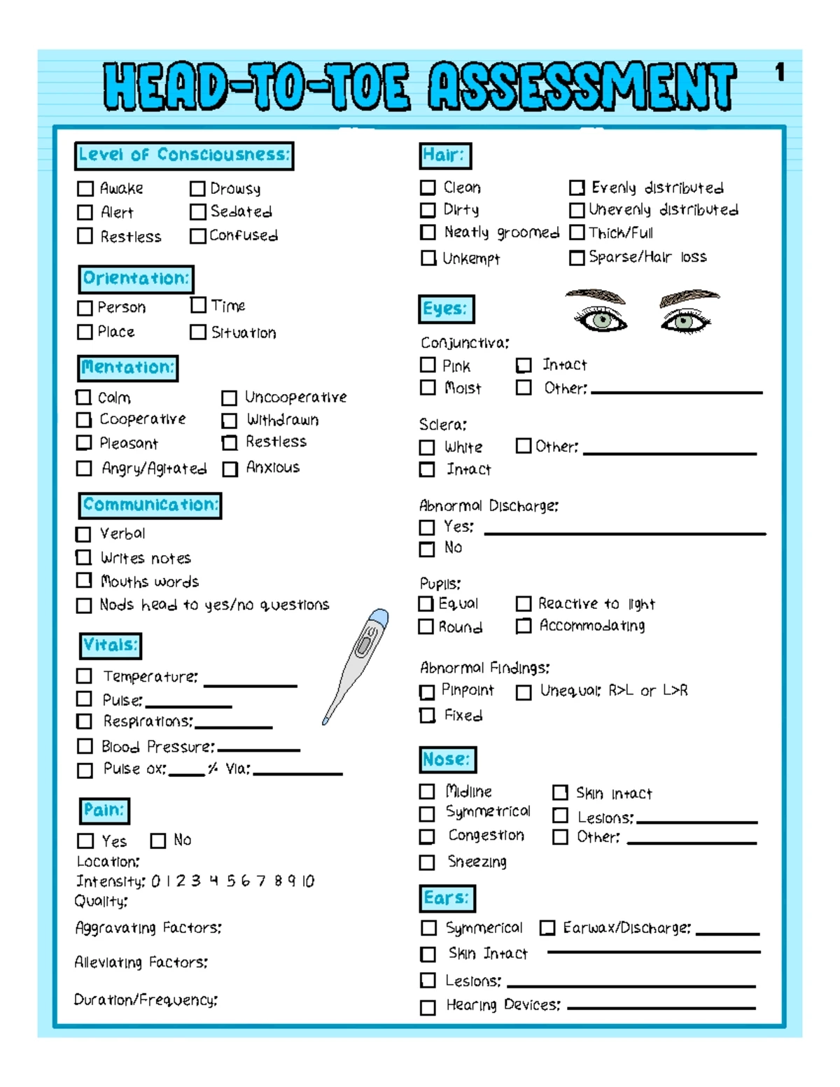 Head To Toe Assessment Template Head to toe AssessmentHead to toe Assessment Level Of Studocu