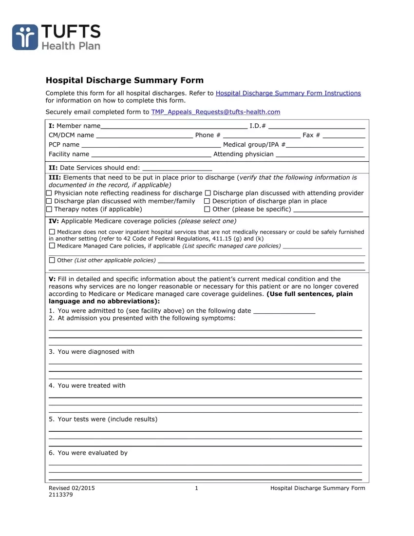 Hospital Discharge S Download PDF Form FormsPal
