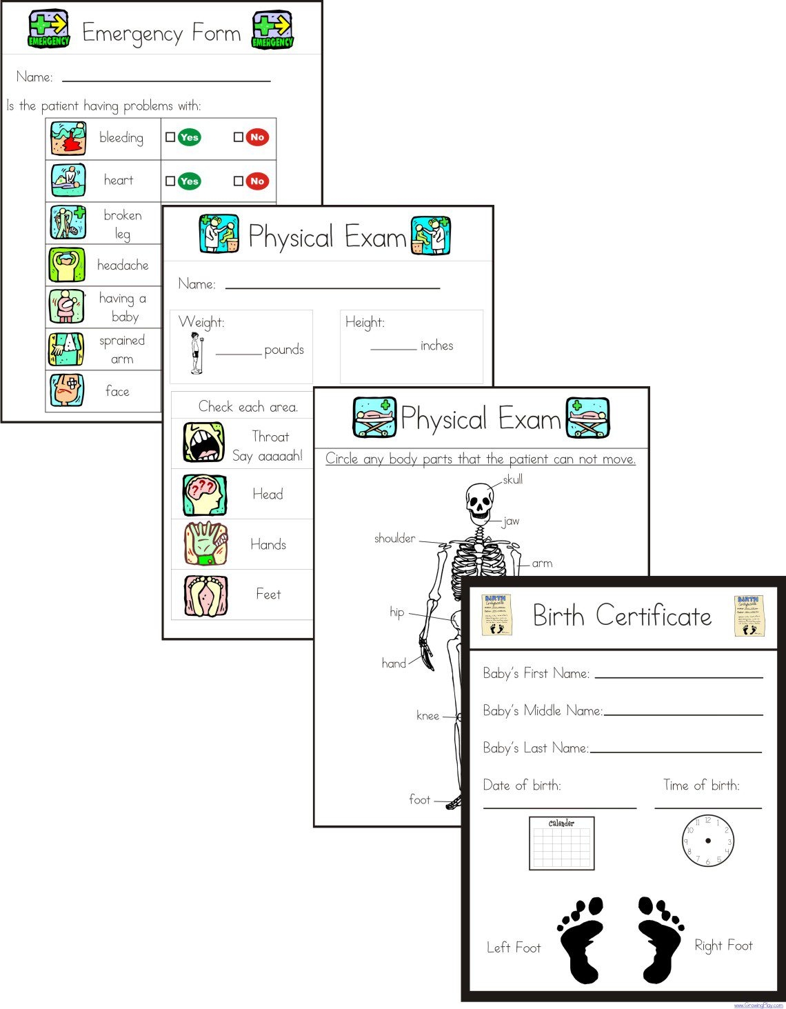 Free Printable Doctors Play Form