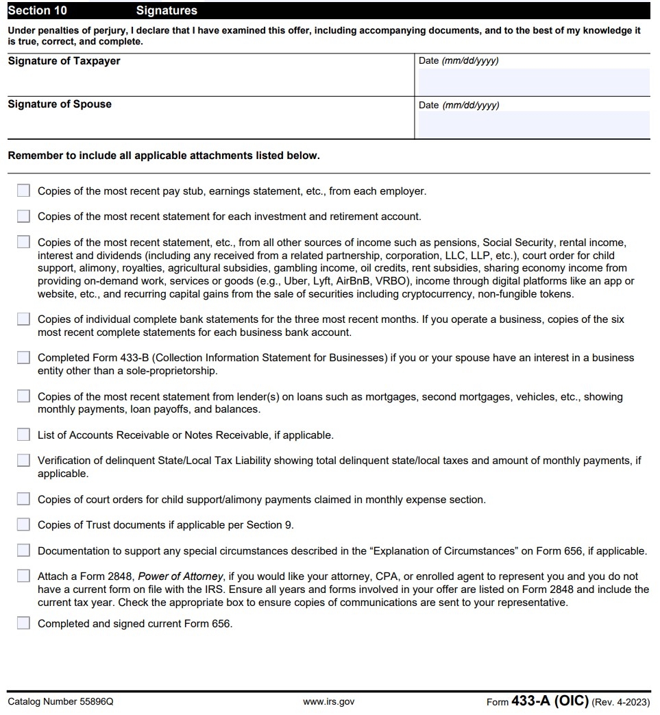 How To Fill Out Form 433 A OIC 2023 Version Detailed Instructions From IRS 656 Booklet Tax Resolution Professionals A Nationwide Tax Law Firm 888 515 4829