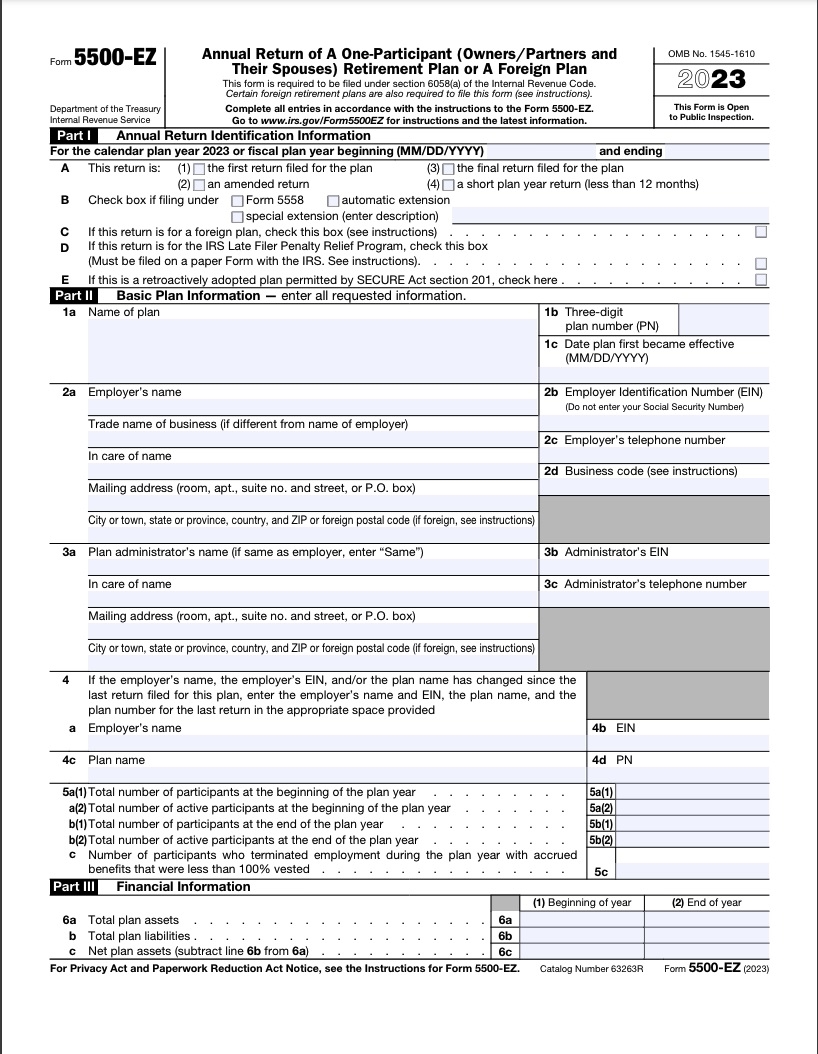 How To Fill Out IRS Form 5500 EZ White Coat Investor