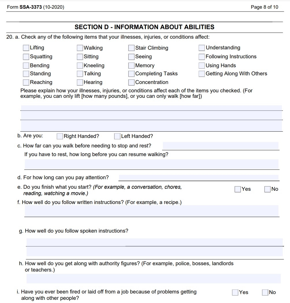 Social Security Form Ssa-11 Printable