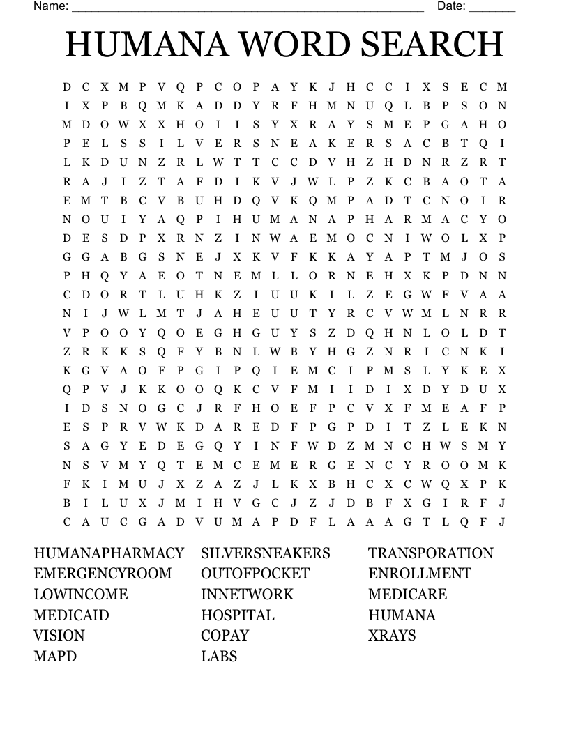 HUMANA WORD SEARCH WordMint
