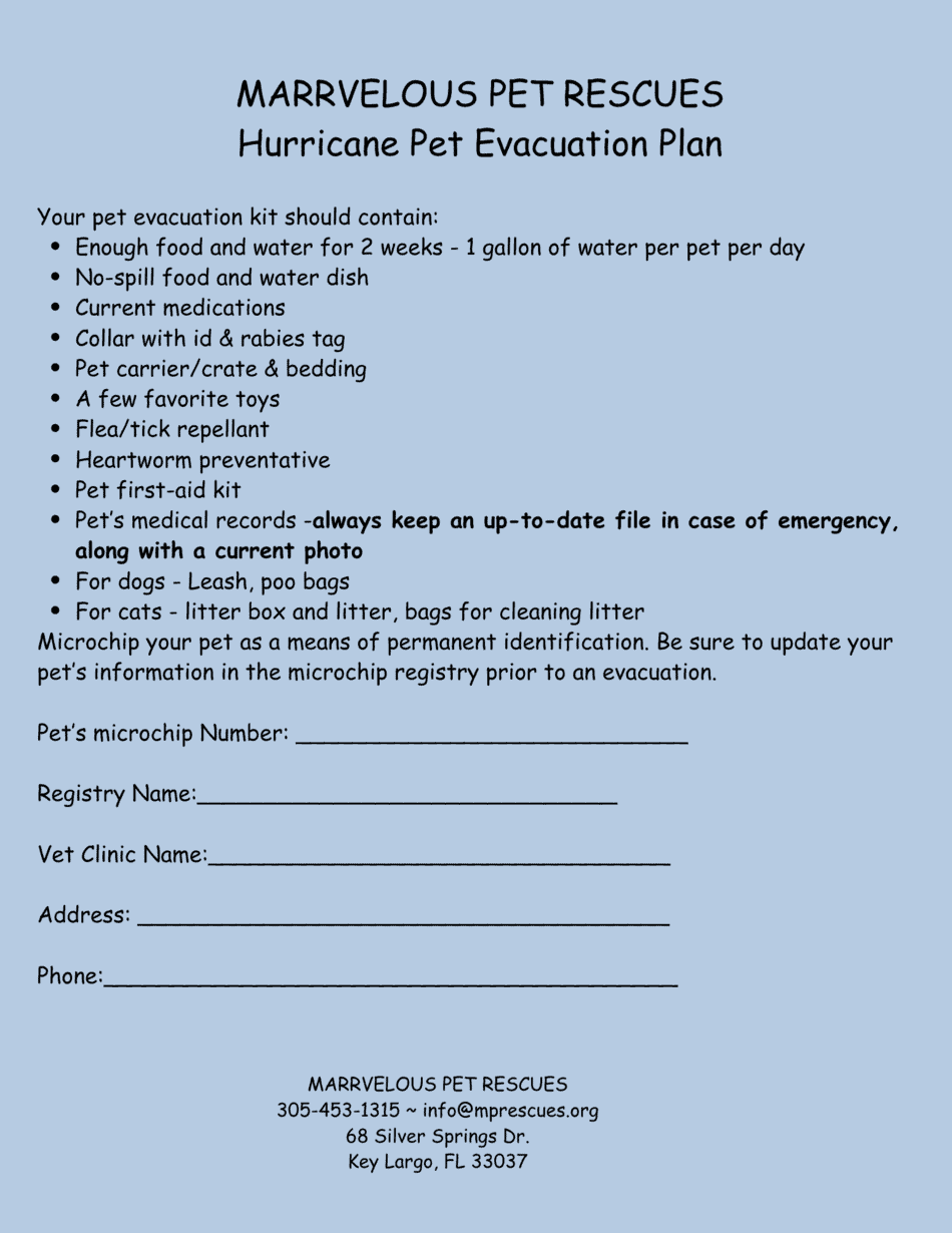 Hurricane Pet Evacuation Plan MarrVelous Pet Rescues Adoptions