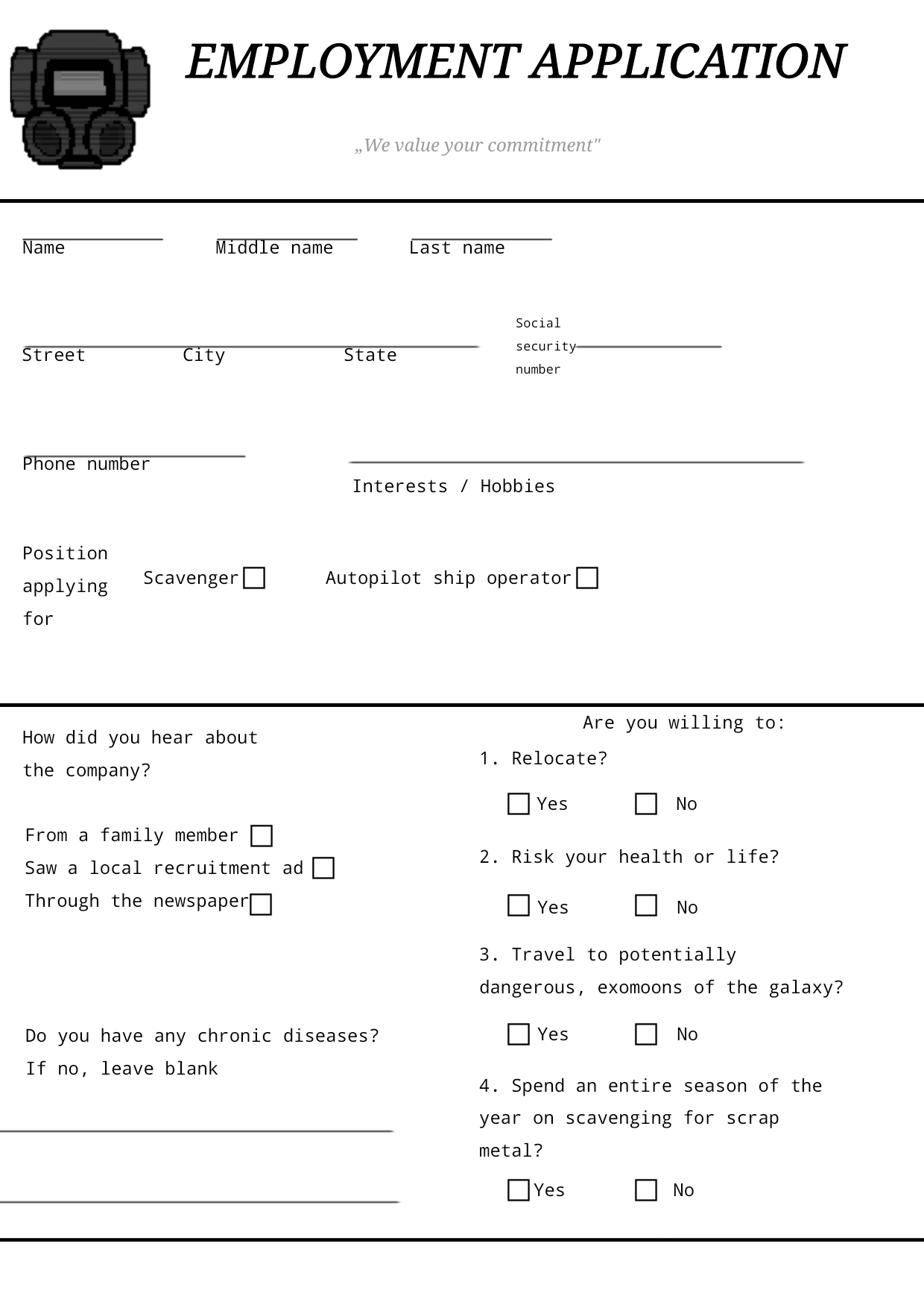 Employment Application Form Free Printable Employment Application Form Free Printable