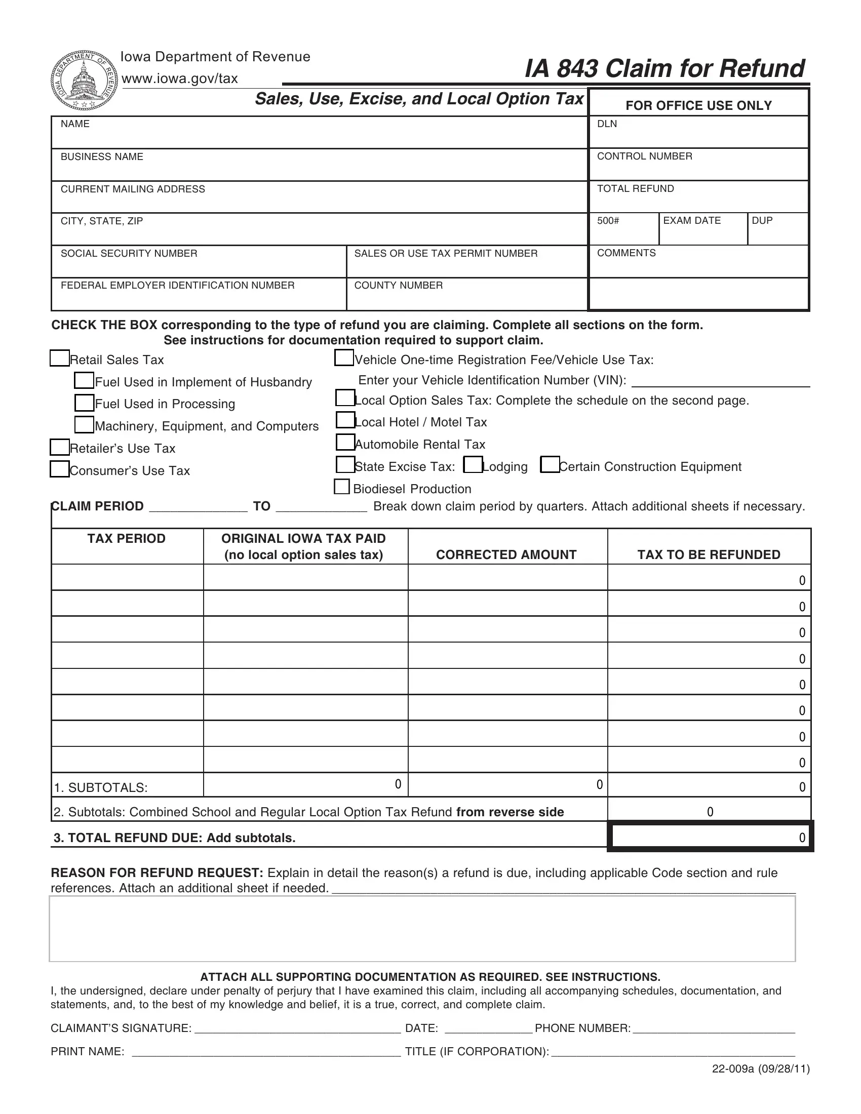Ia 843 Form Fill Out Printable PDF Forms Online