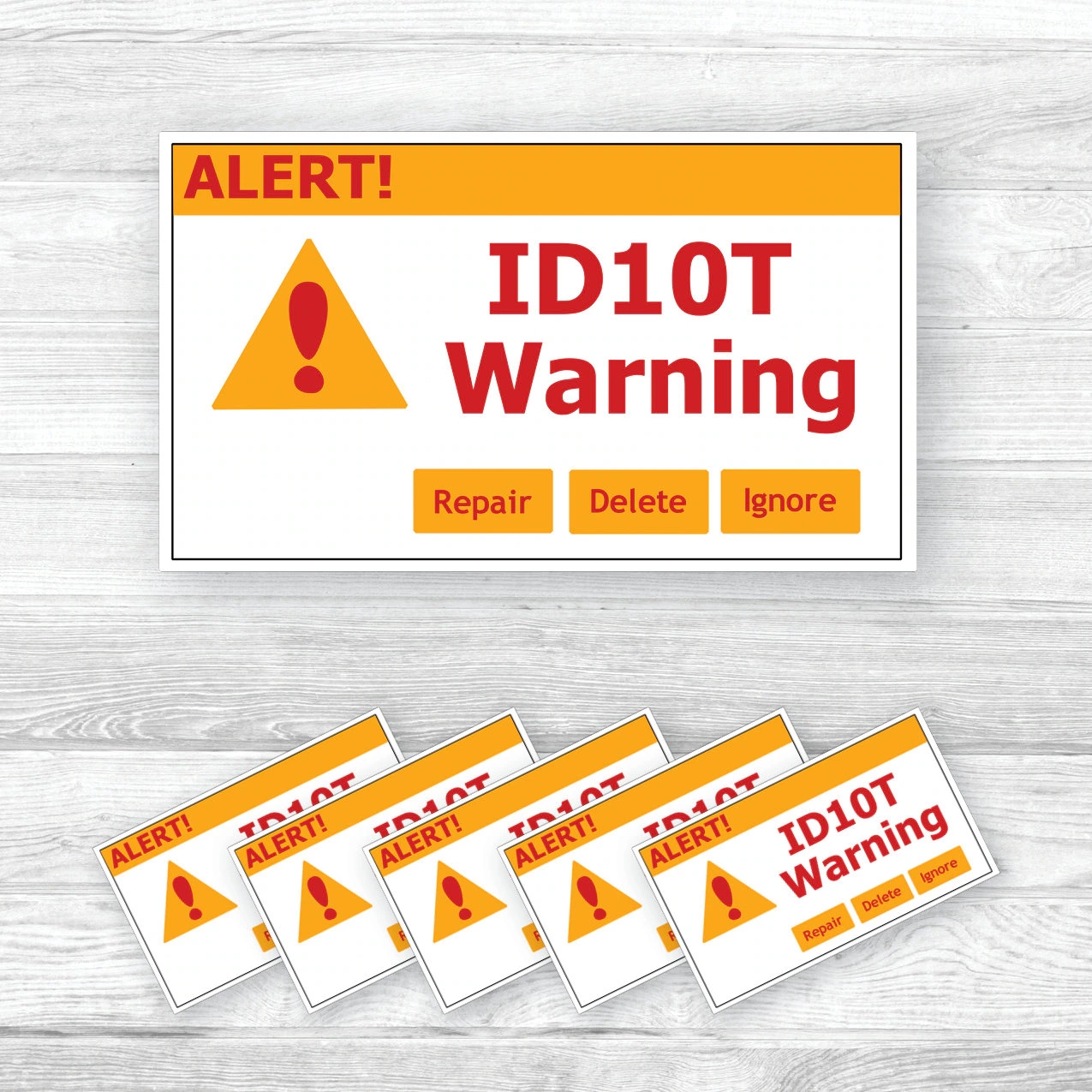 ID10T Warning Sticker Etsy