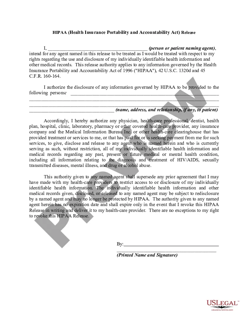 Idaho Hippa Release Form For Medical Records Printable Hipaa Authorization Form For Family Members US Legal Forms
