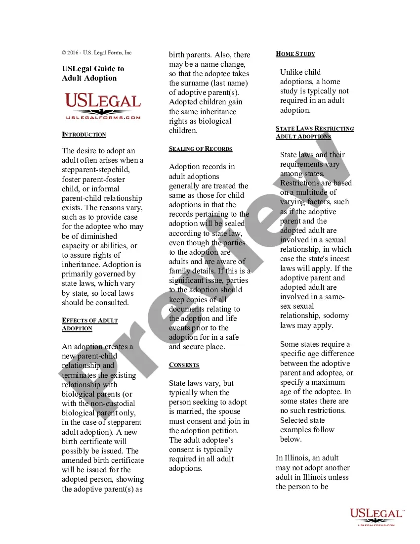 Idaho USLegal Guide To Adult Adoption US Legal Forms