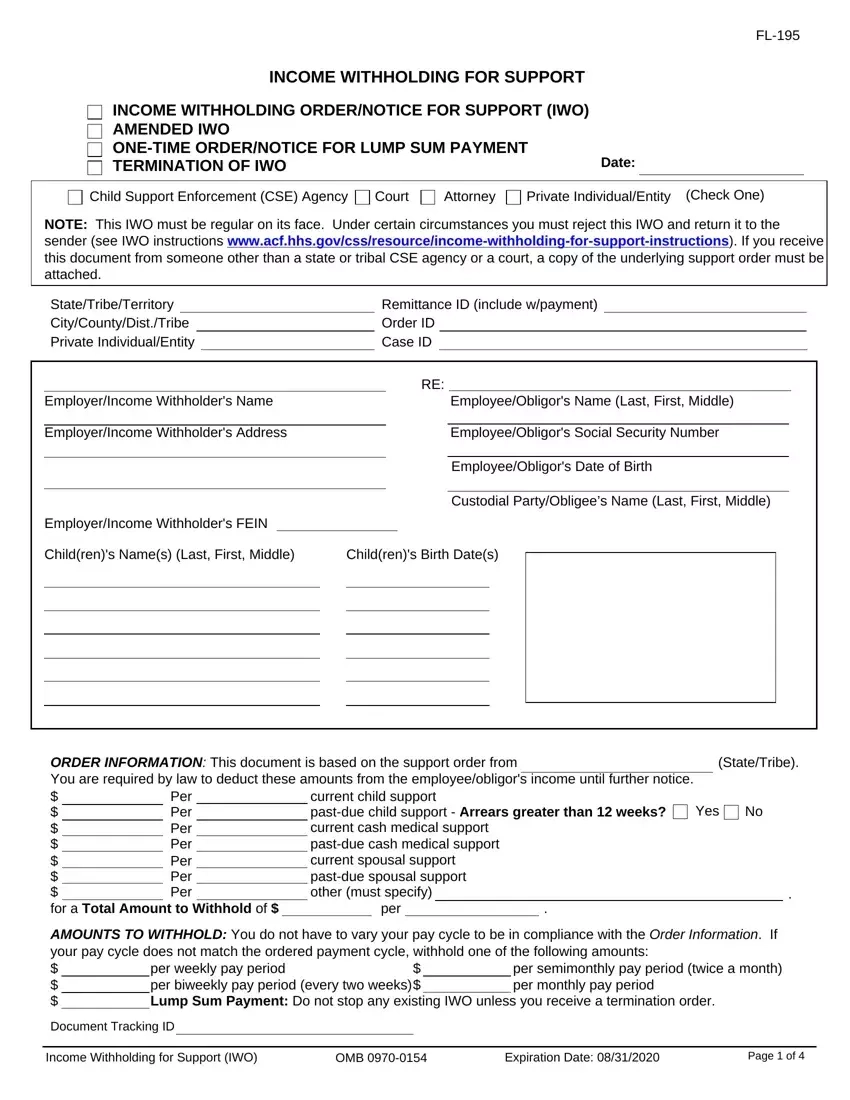 Income Withholding Form Fill Out Printable PDF Forms Online