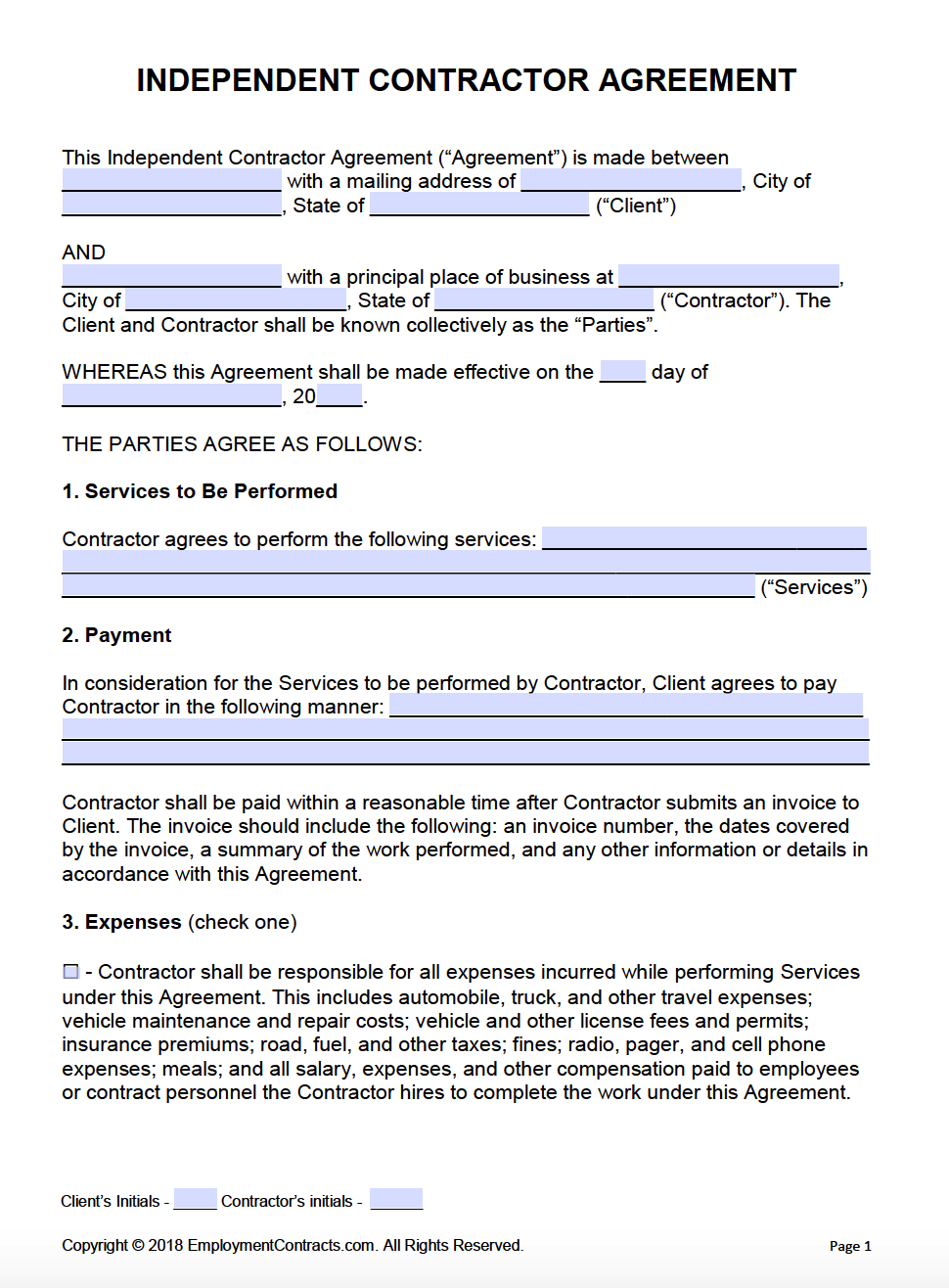 Independent Contractor Agreement PDF Word Independent Contractor Agreement PDF Word