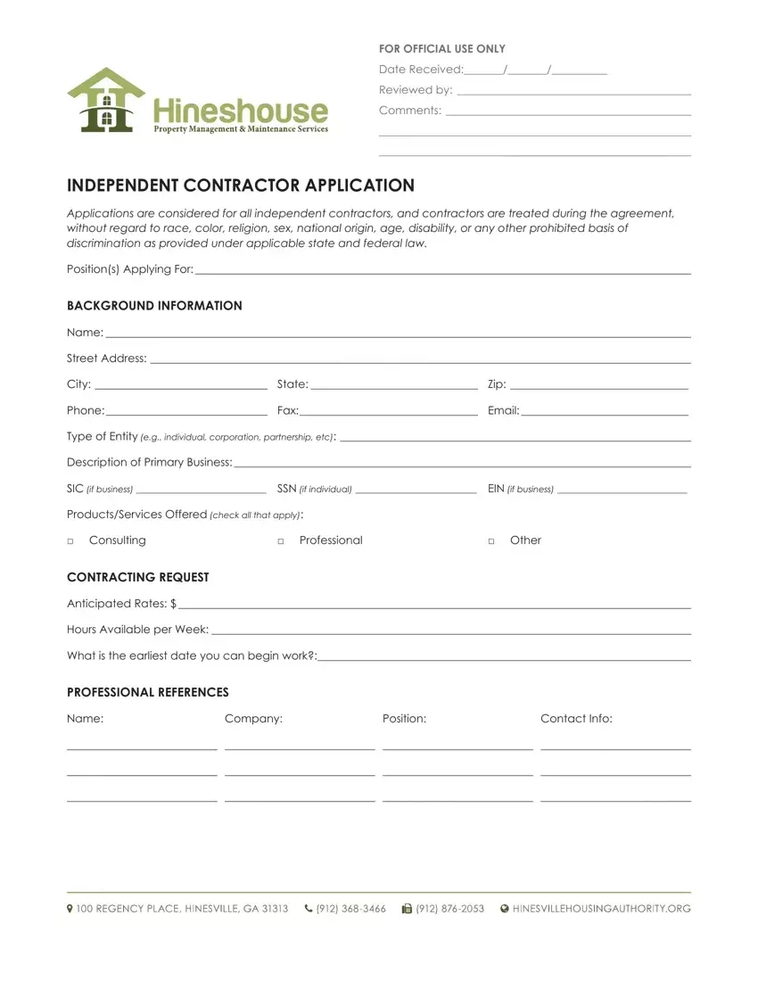 Independent Contractor Application PDF Form FormsPal Independent Contractor Application PDF Form FormsPal