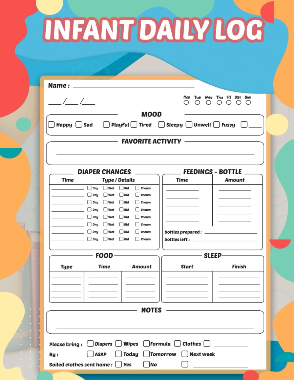 Infant Daily Log Daily Report Form For Daycare Inhome Daycare Paperwork Infant Daily Report Sheets Perfect Gift For Childcare Centers Daycares Preschools Babysitters And Nannies Publishing Aitari Amazon Books Infant Daily Log Daily Report Form For Daycare Inhome Daycare Paperwork Infant Daily Report Sheets Perfect Gift For Childcare Centers Daycares Preschools Babysitters And Nannies Publishing Aitari Amazon Books